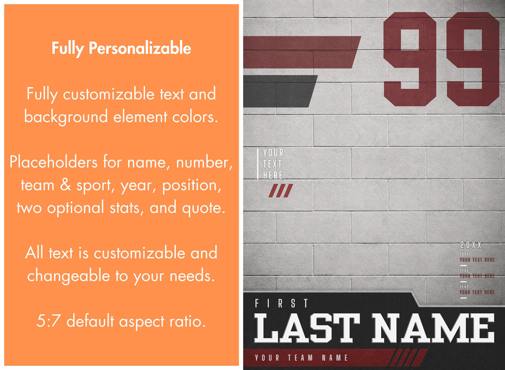Basketball Poster Photoshop Template | Gym Wall Design | 5:7