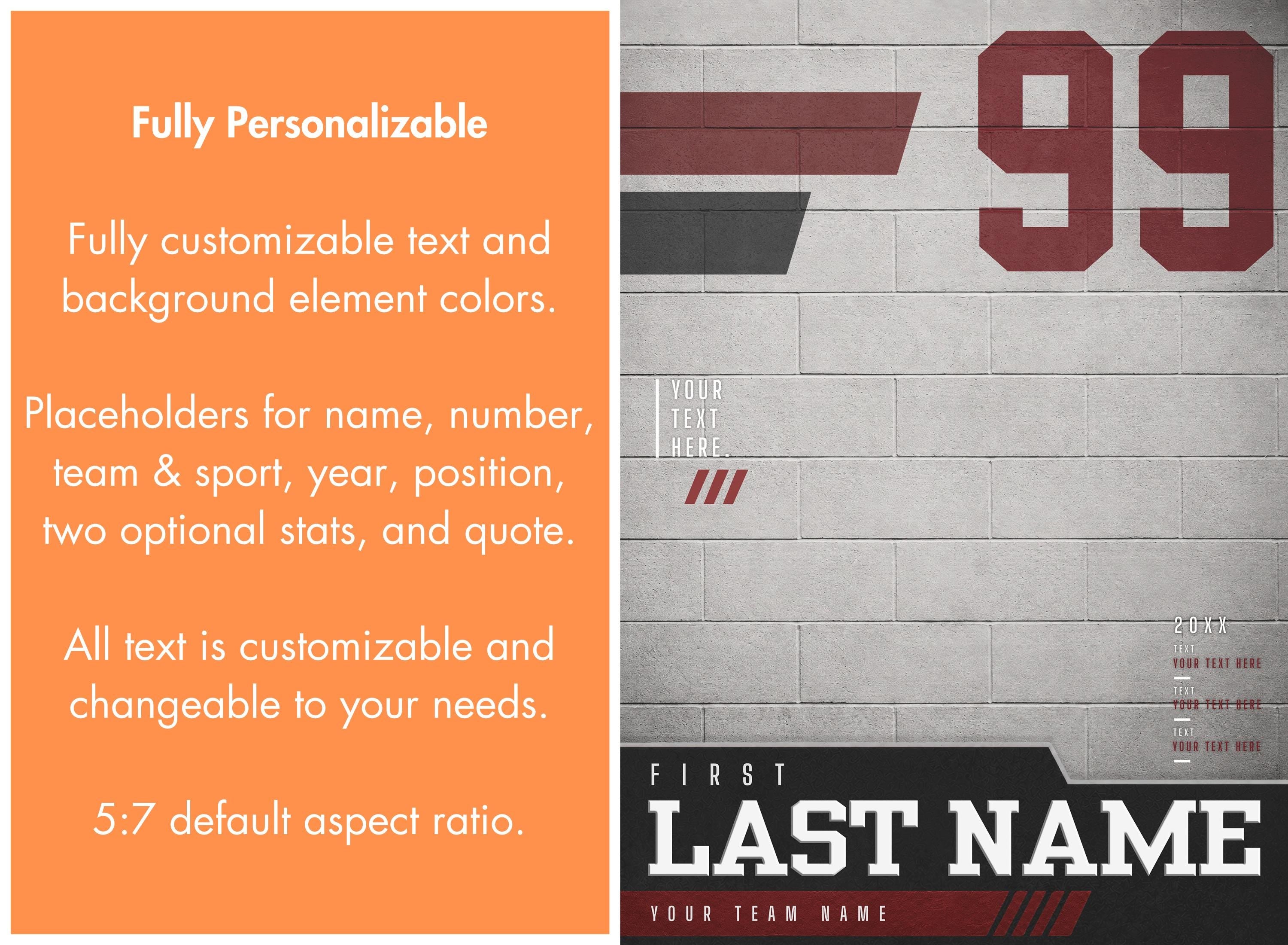 Baseball Poster Photoshop Template | Gym Wall Design | 5:7