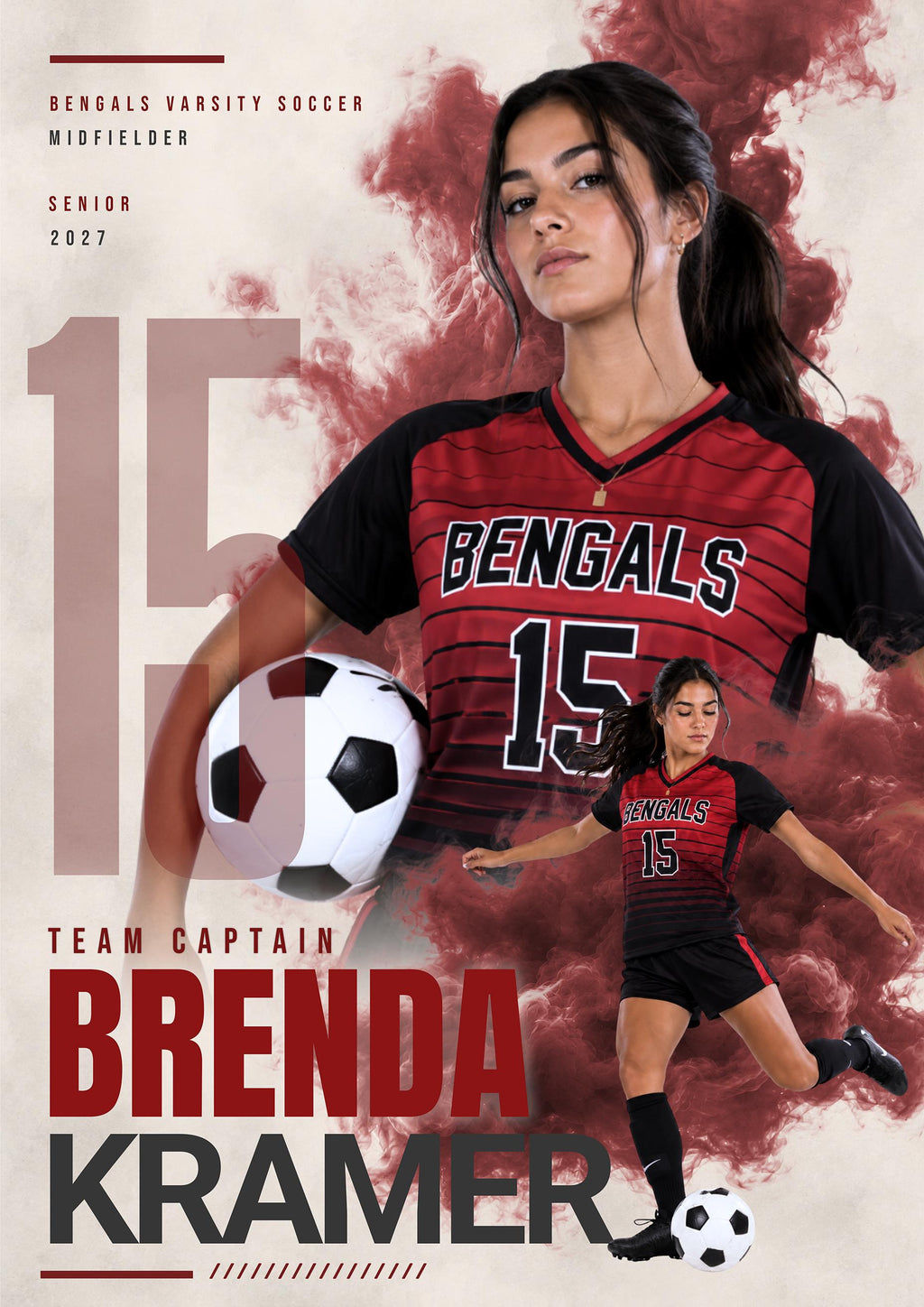 Soccer Poster & Card Photoshop Template | Dynamic Smoke Design | 5:7