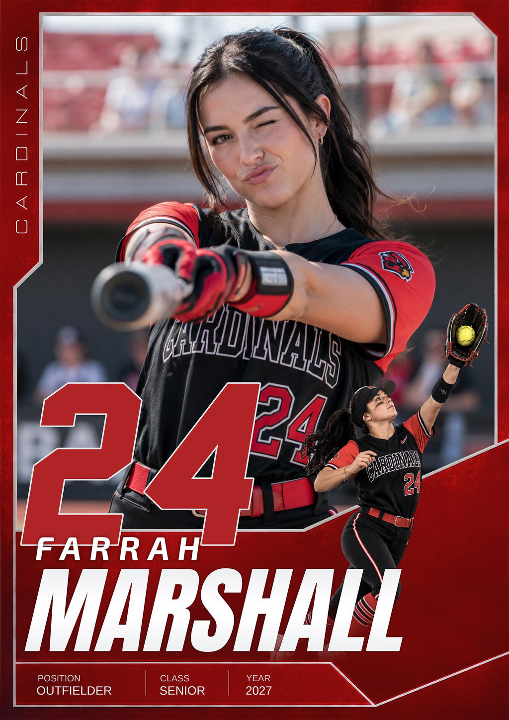Softball Card Photoshop Template | Hero Spotlight Design | 5:7