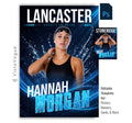 Customizable aquatic sports poster template for use in Photoshop. Unique water splash design  for creating personalized posters, banners, senior displays, cards, and more.