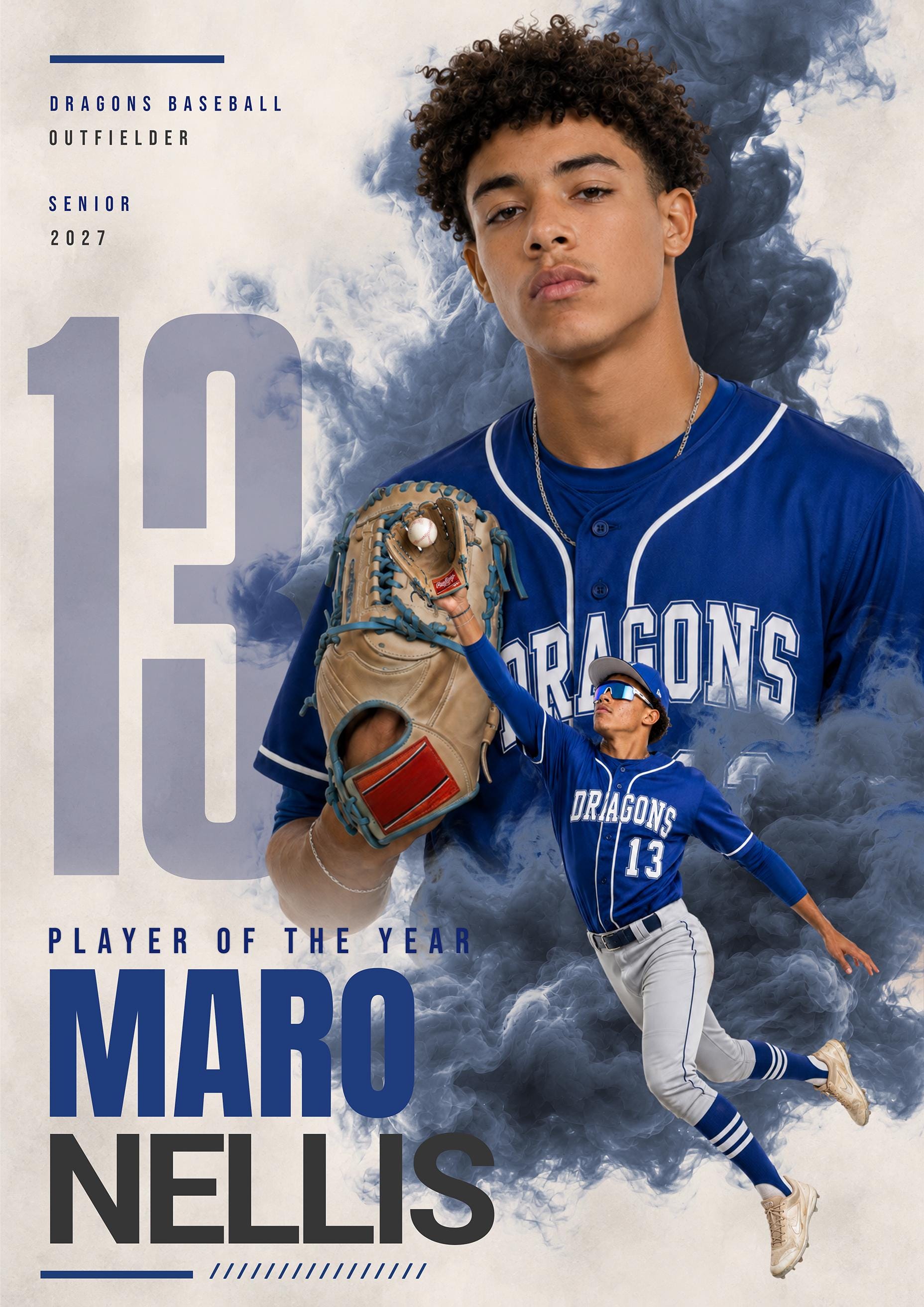 Baseball Poster & Card Photoshop Template | Dynamic Smoke Design | 5:7