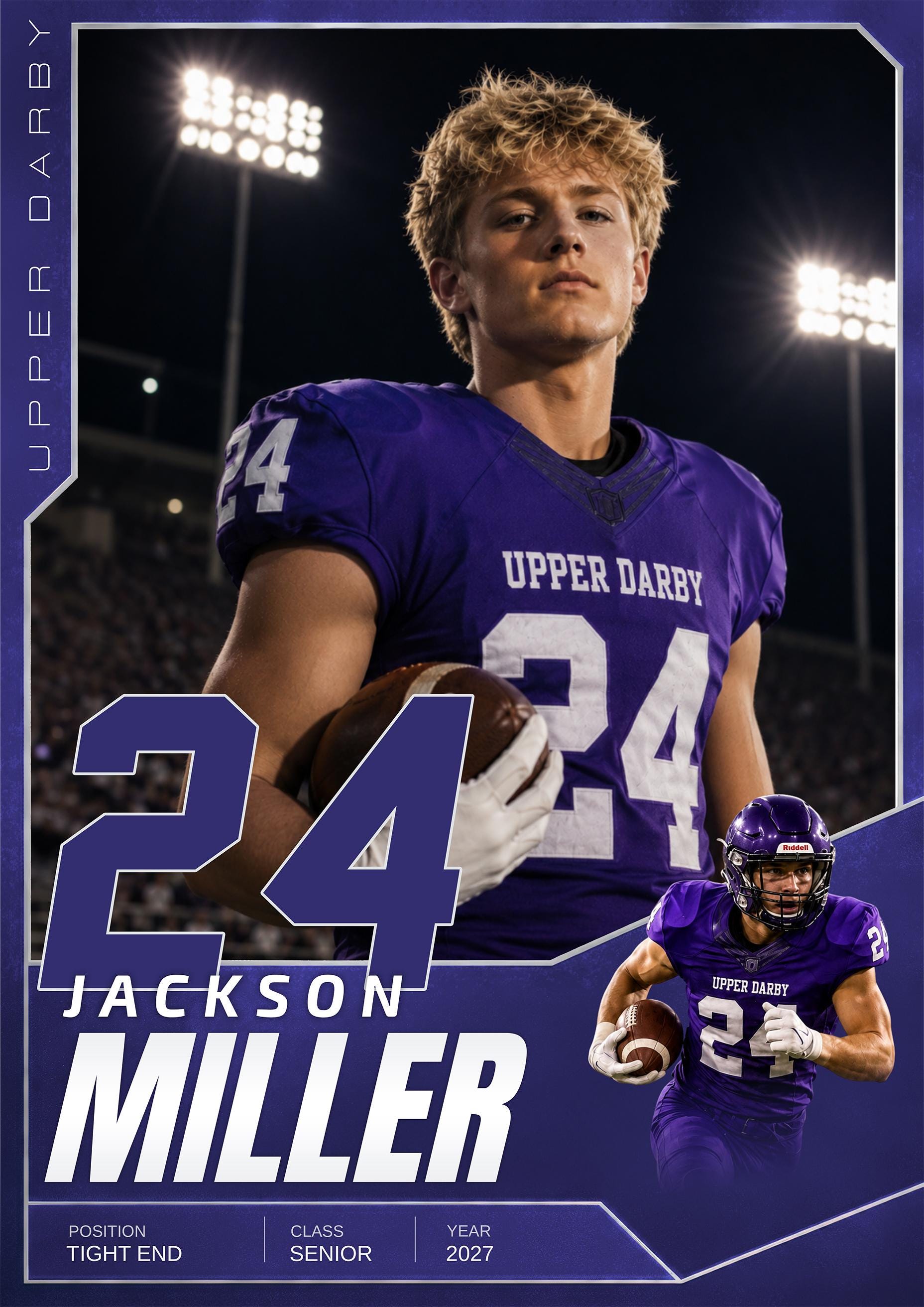 Football Card & Poster Photoshop Template | Hero Spotlight Design | 5:7