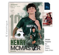 Editable soccer poster Photoshop template featuring dynamic smoke effects, oversized jersey number, customizable player information, and a modern 5:7 athlete recognition design.