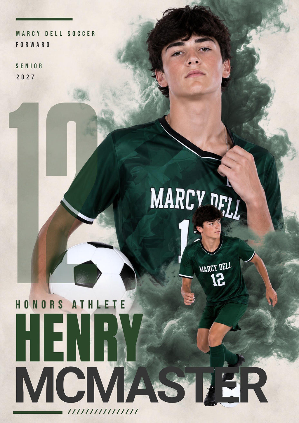 Soccer Poster & Card Photoshop Template | Dynamic Smoke Design | 5:7