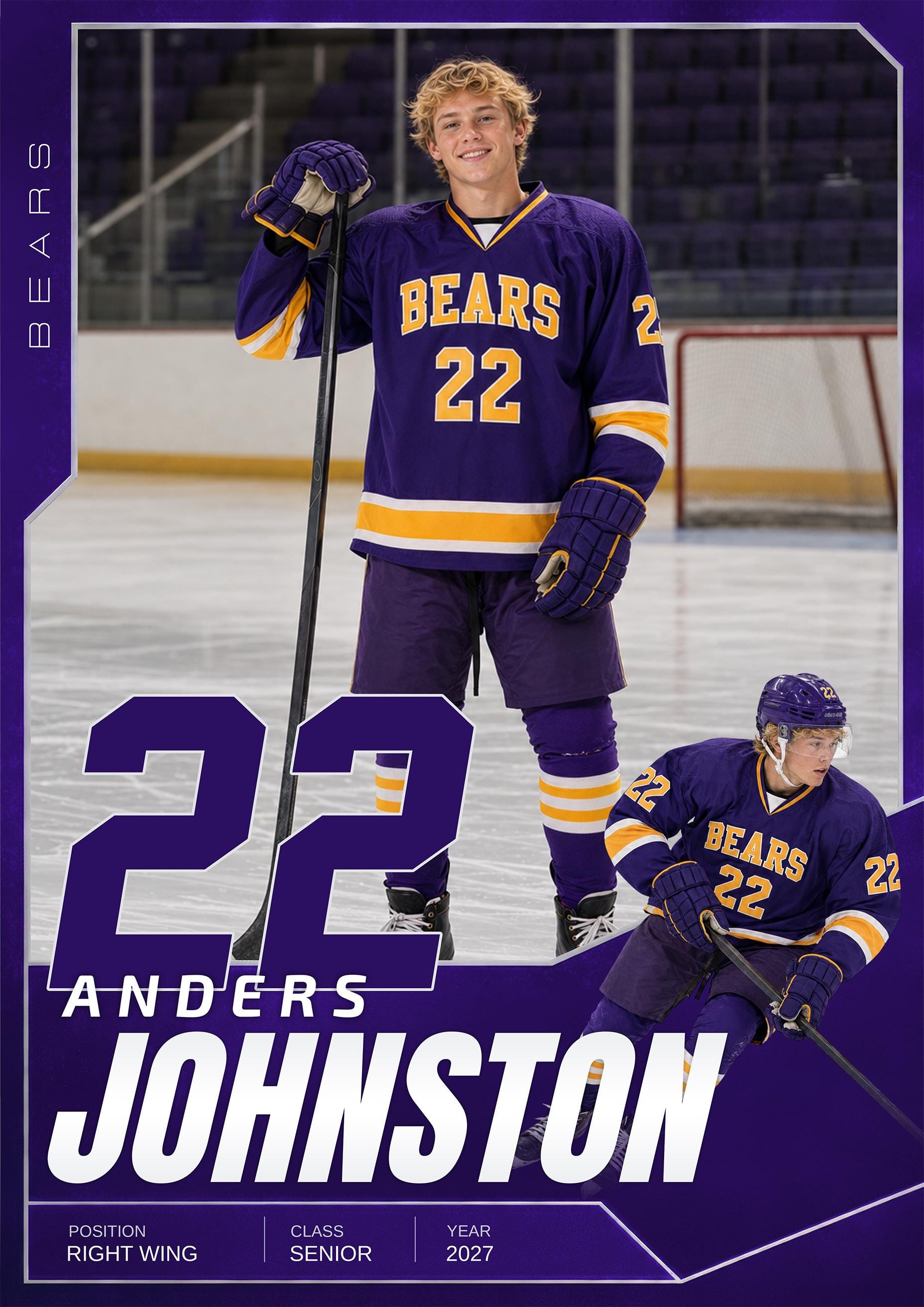 Hockey Card Photoshop Template | Hero Spotlight Design | 5:7
