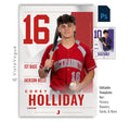 Editable baseball poster Photoshop template featuring oversized framing panels, clean editorial styling, customizable player information, and a modern 5:7 athlete recognition design.