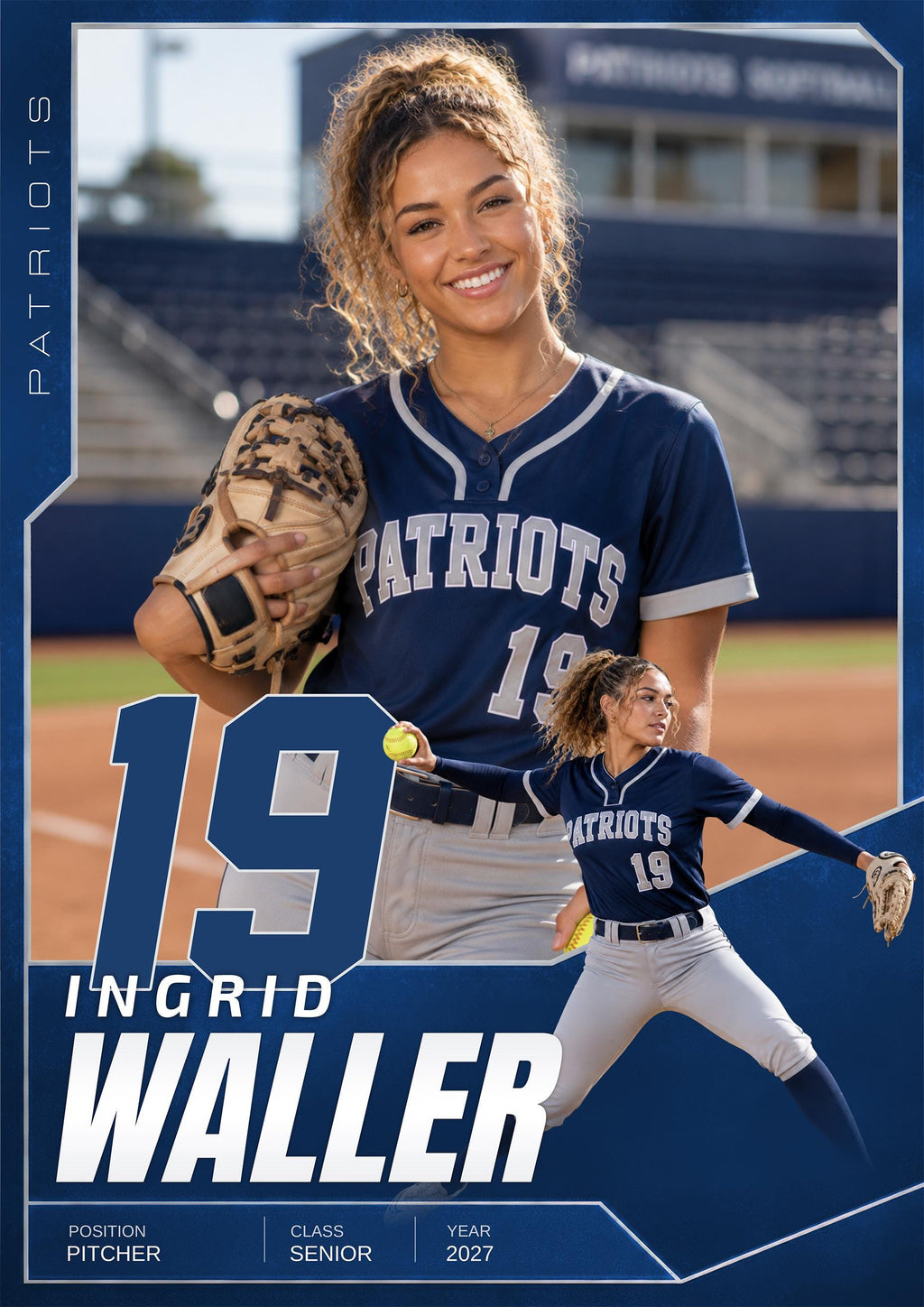 Softball Card Photoshop Template | Hero Spotlight Design | 5:7