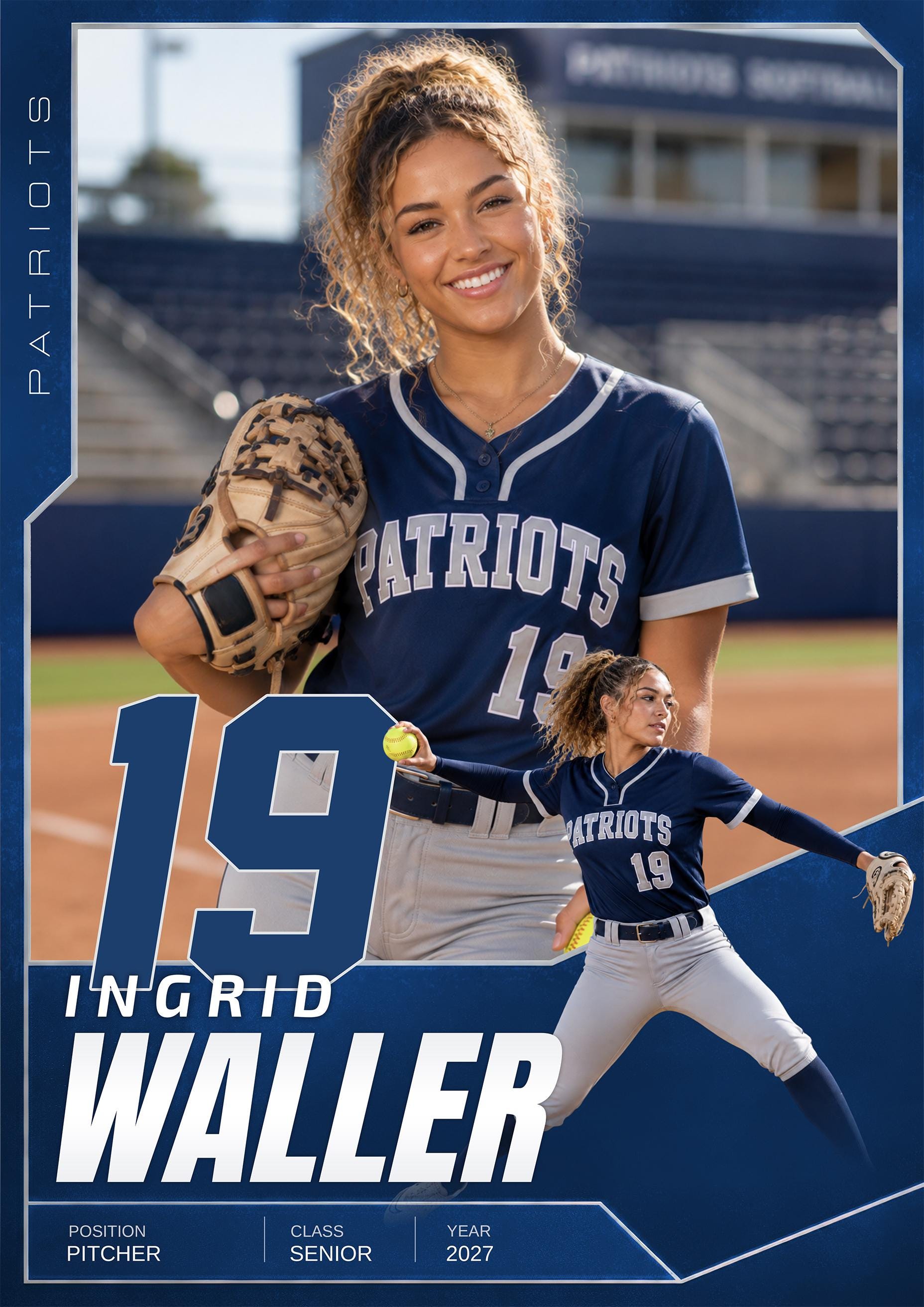 Softball Card Photoshop Template | Hero Spotlight Design | 5:7