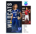 Editable softball banner Canva template with dramatic lighting, smoky background effects, oversized typography, and a customizable 1:2 vertical player banner layout for senior night displays and locker banners.