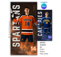 Editable hockey banner Canva template with dramatic lighting, smoky background effects, oversized typography, and a customizable 1:2 vertical player banner layout for senior night displays and locker banners.