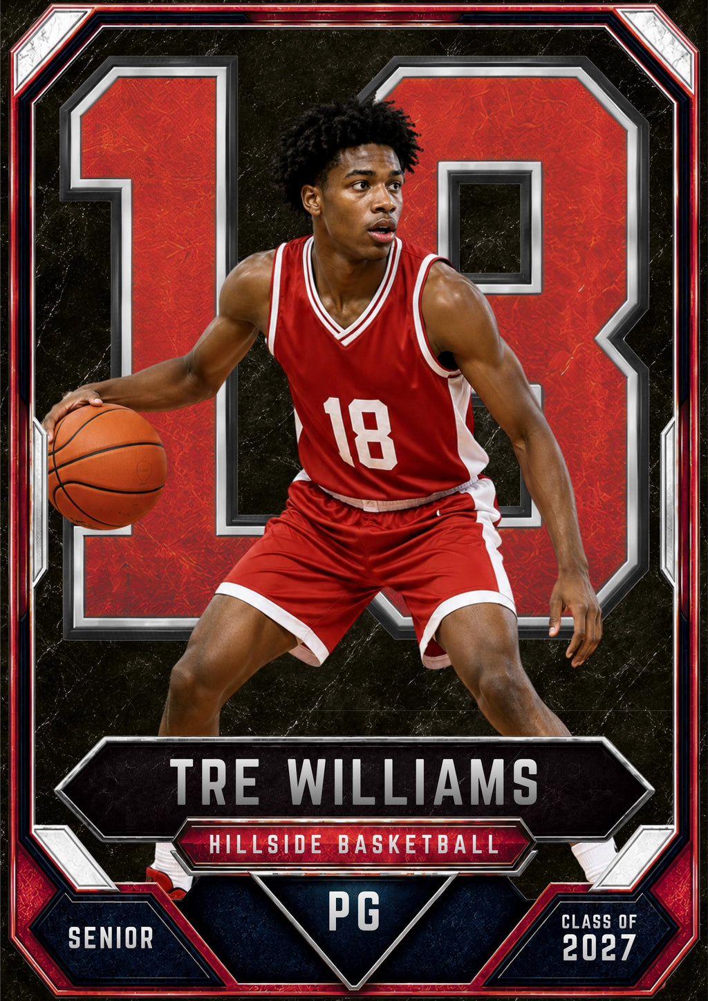 Basketball Trading Card Canva Template | Framed Industrial Design | 5:7
