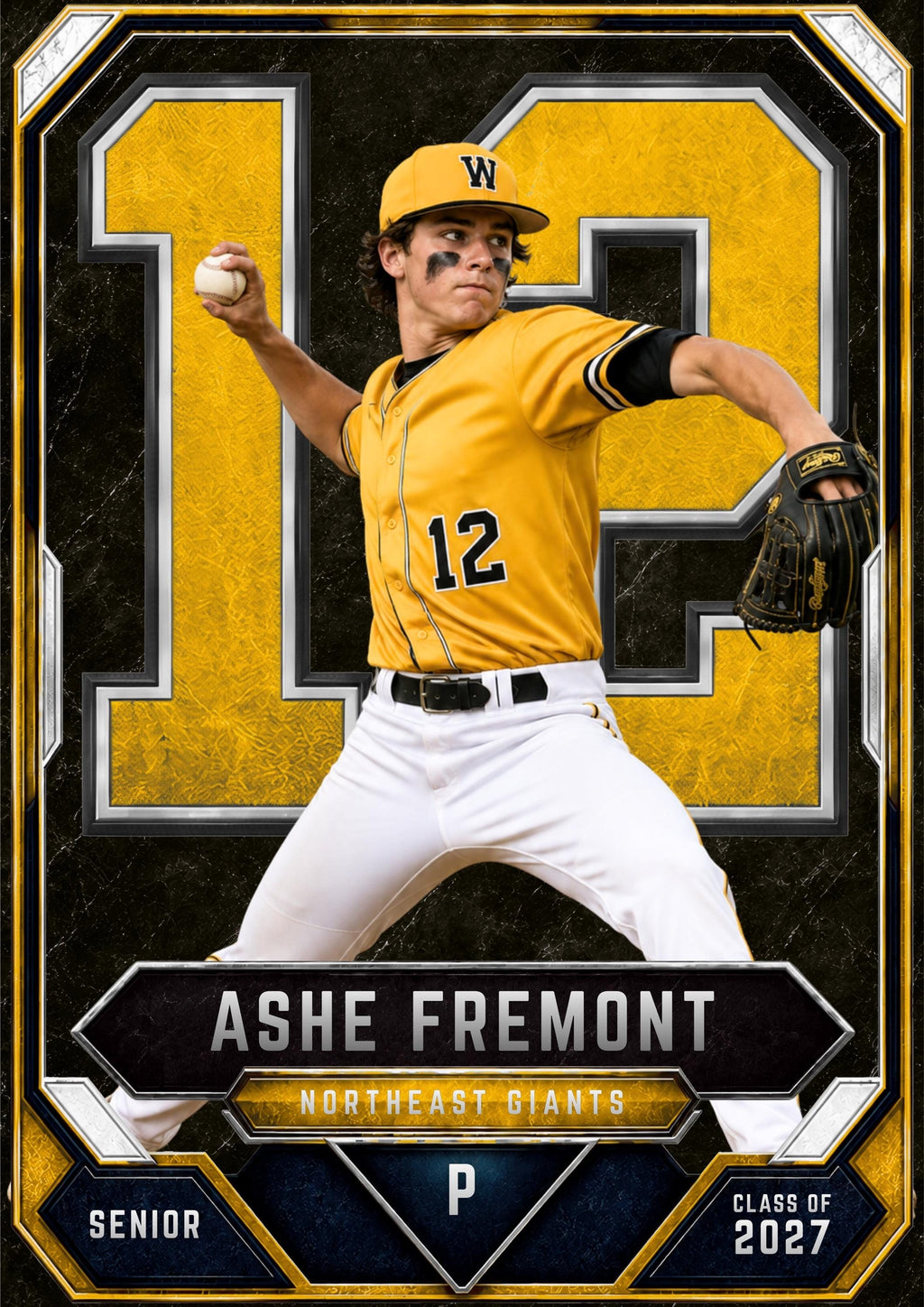 Baseball Trading Card Canva Template | Framed Industrial Design | 5:7