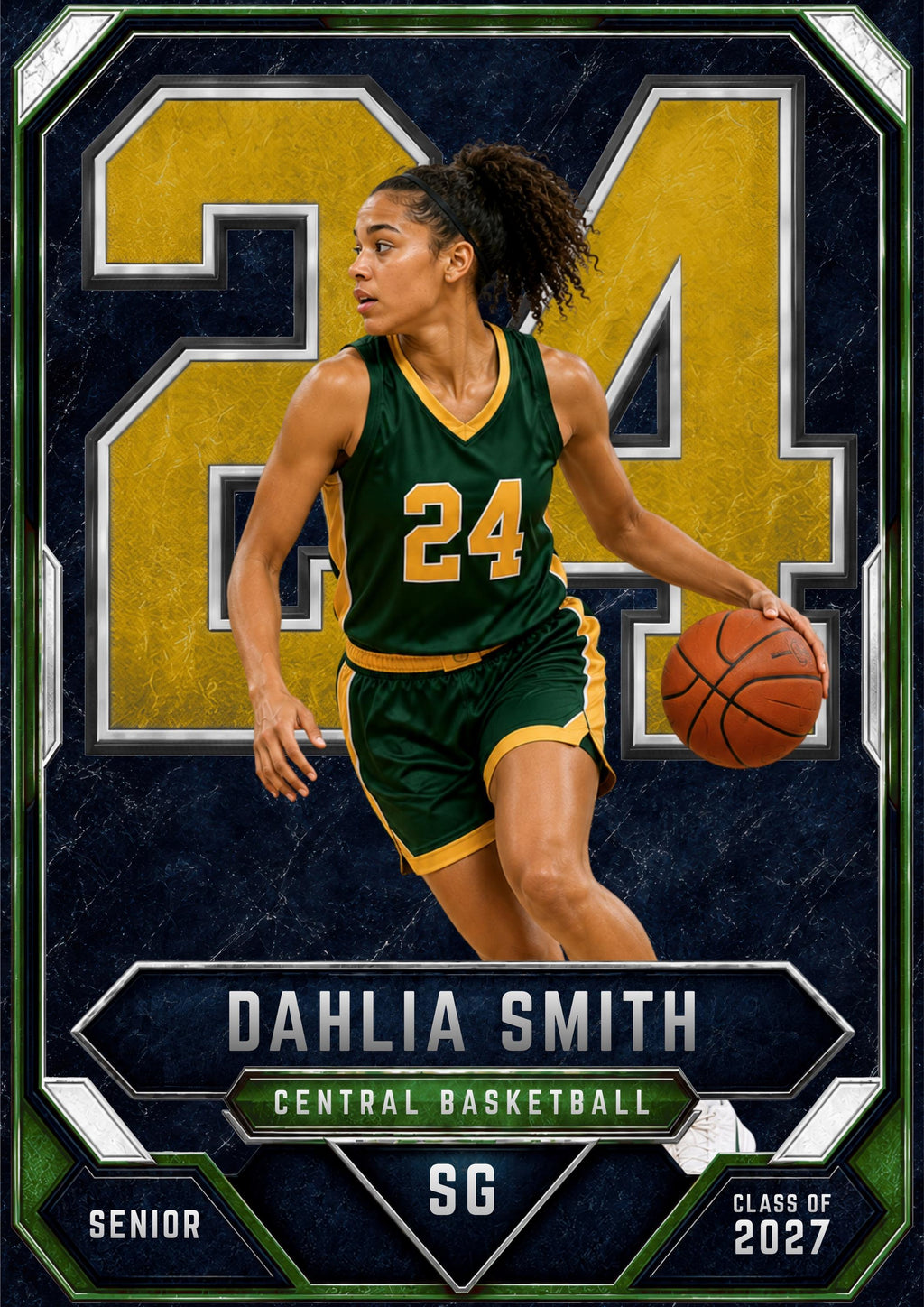 Basketball Trading Card Canva Template | Framed Industrial Design | 5:7