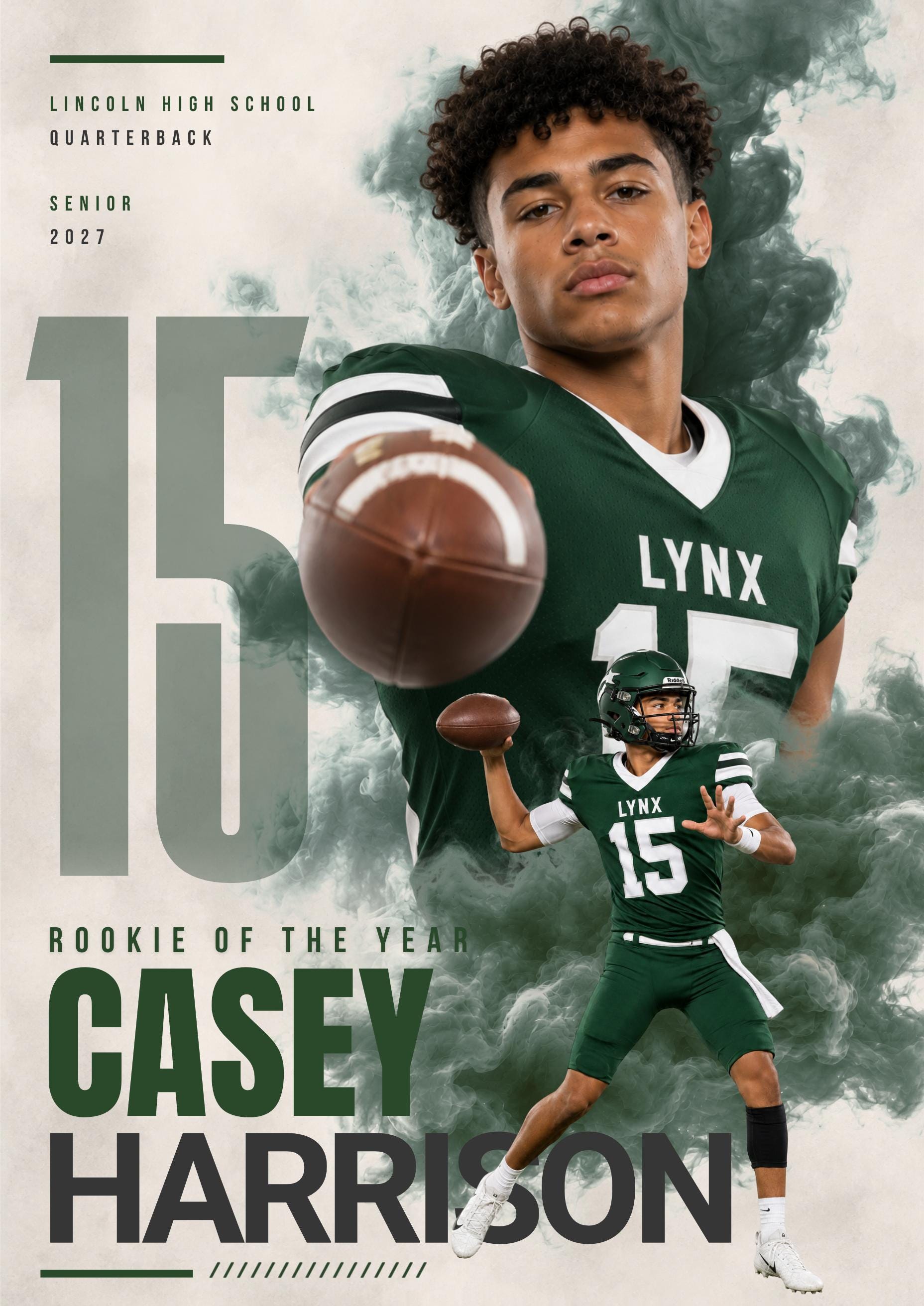 Football Poster Canva Template | Smoky Athlete Collage | 5:7