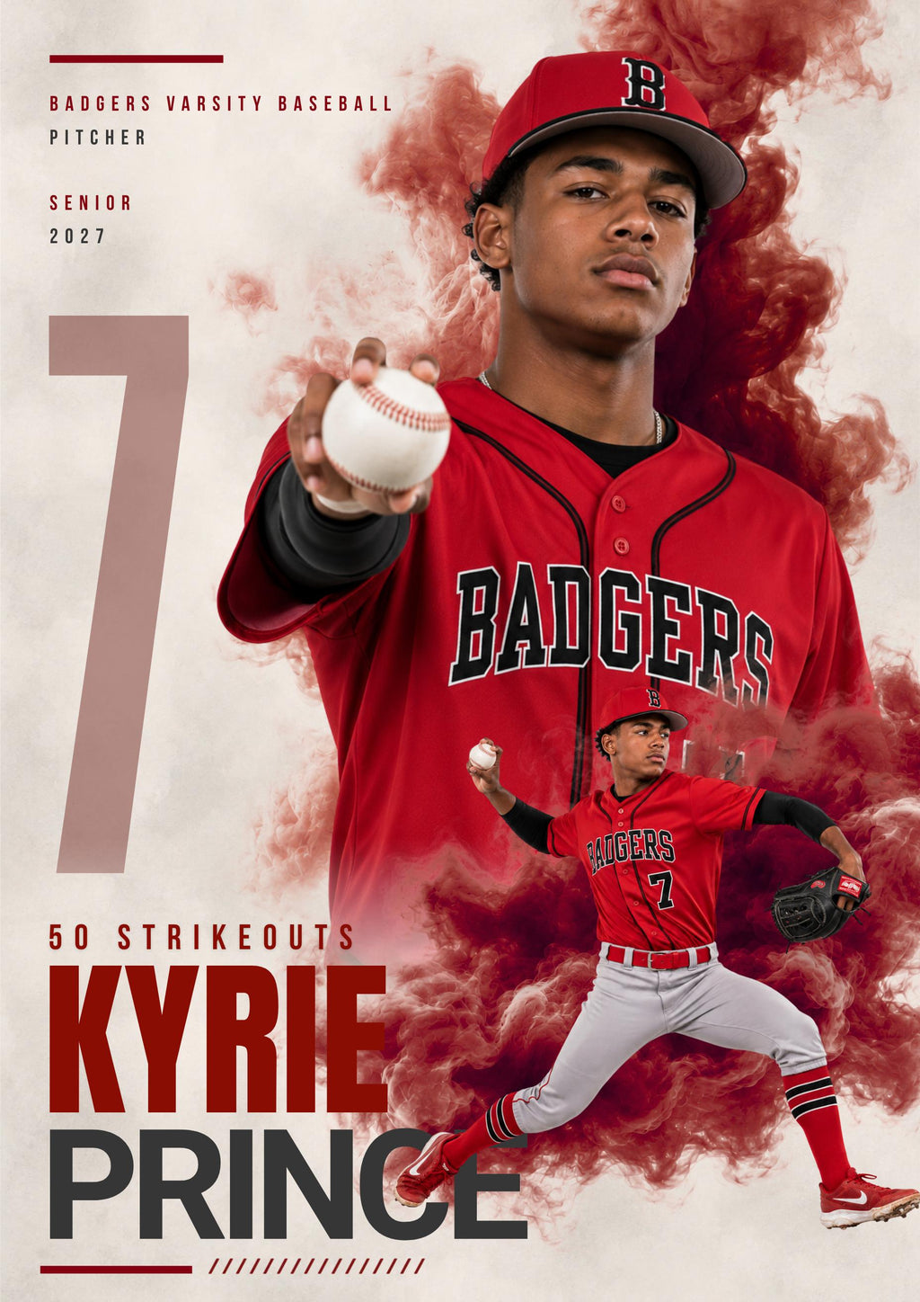 Baseball Poster Canva Template | Smoky Athlete Collage | 5:7