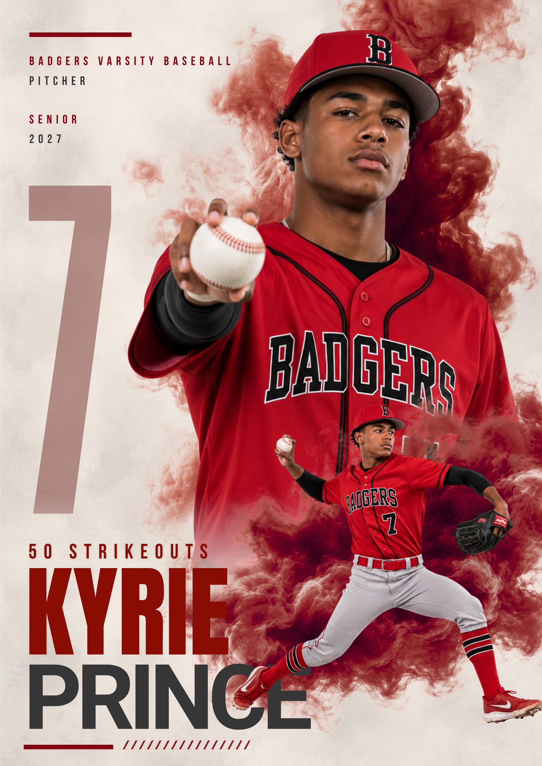 Baseball Poster Canva Template | Smoky Athlete Collage | 5:7
