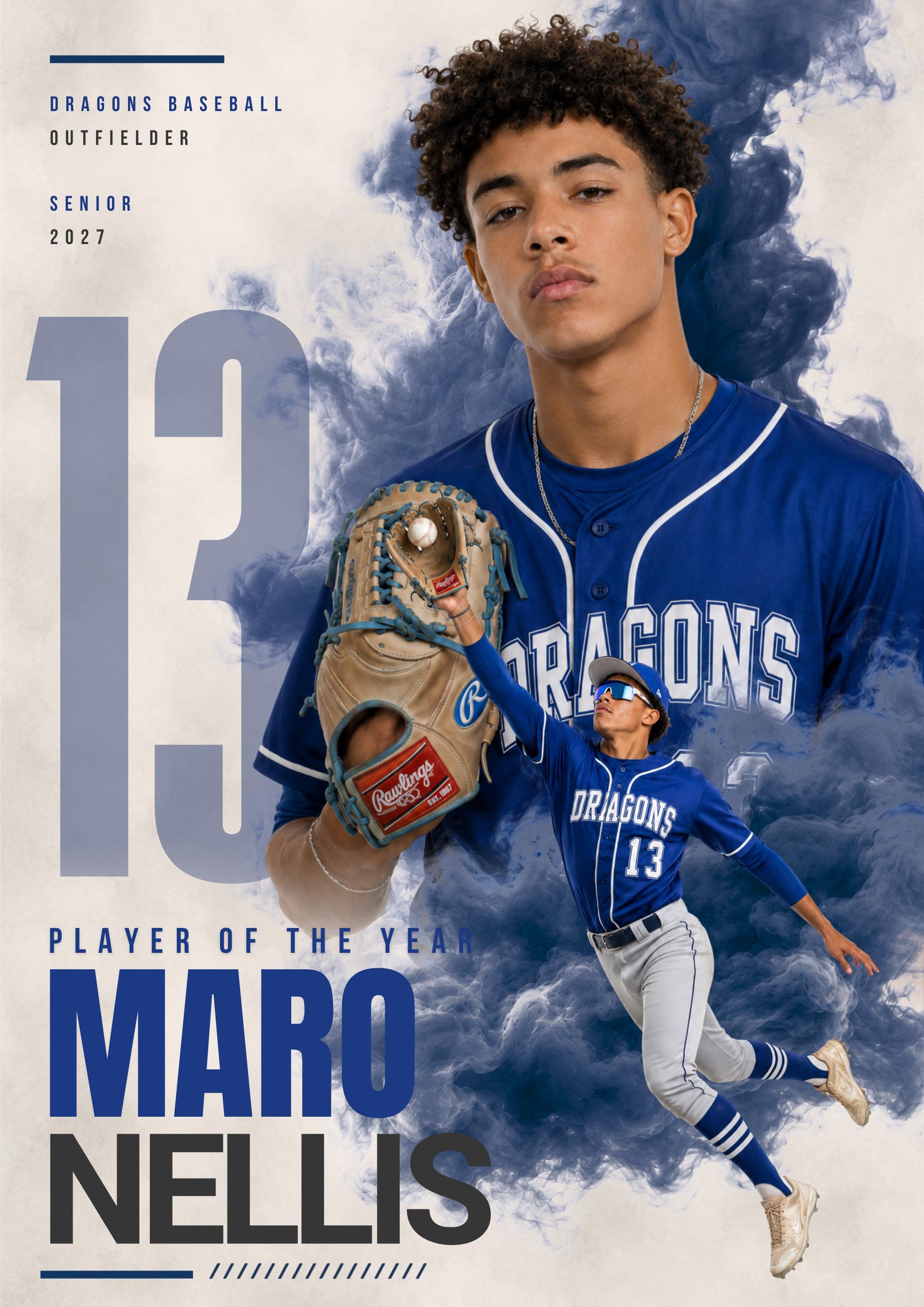 Baseball Poster Canva Template | Smoky Athlete Collage | 5:7
