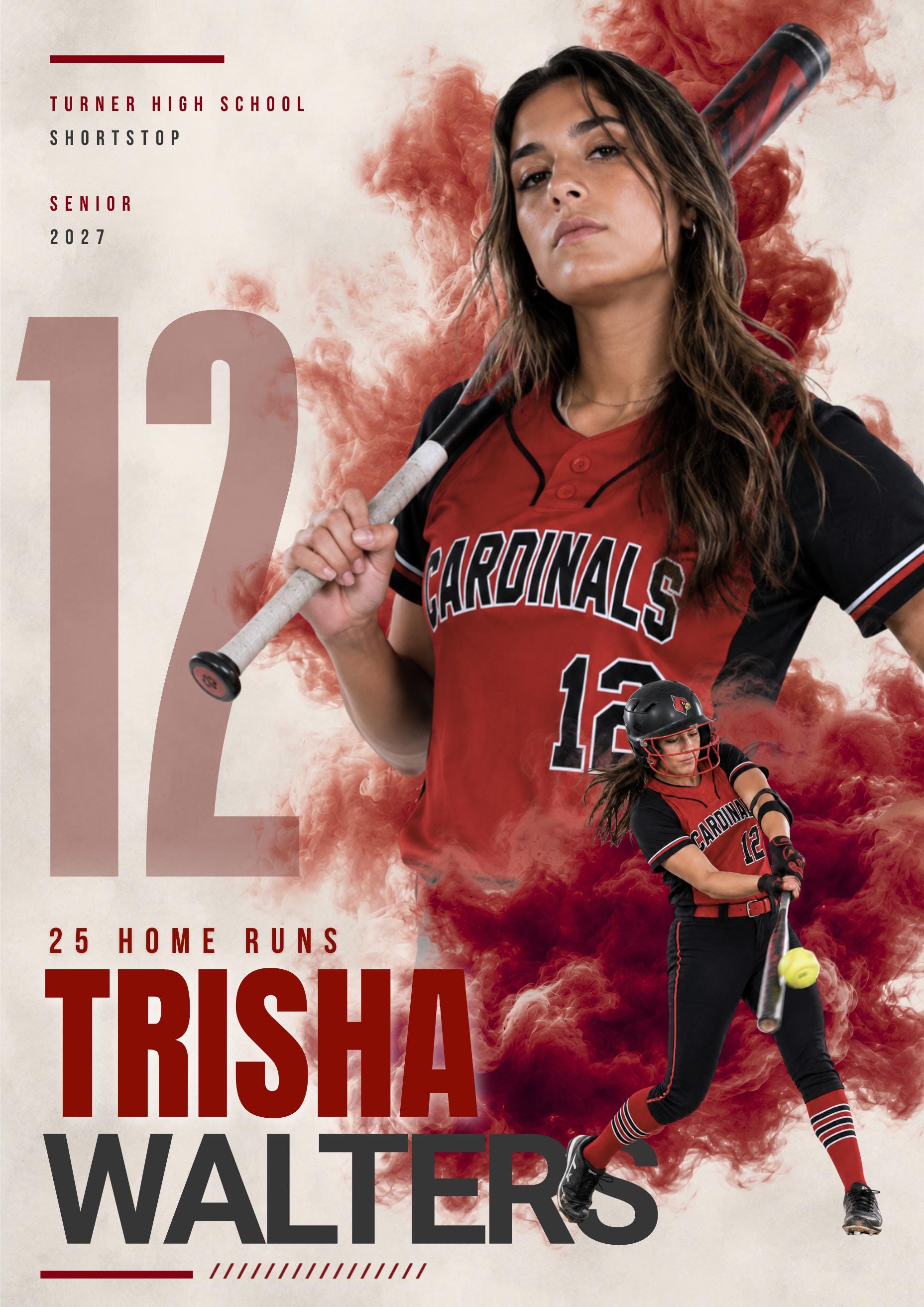Softball Poster Canva Template | Smoky Athlete Collage | 5:7