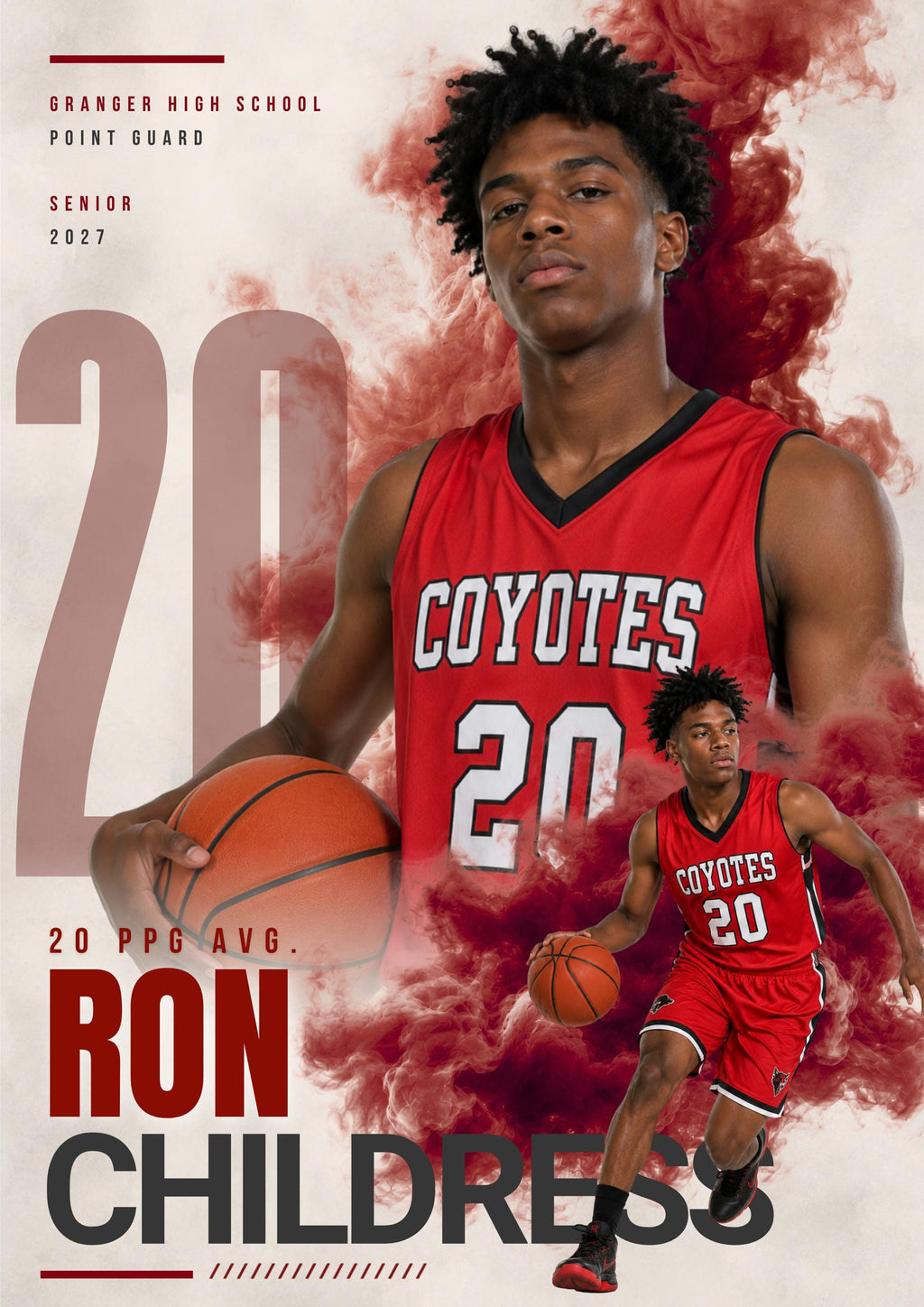 Basketball Poster Canva Template | Smoky Athlete Collage | 5:7