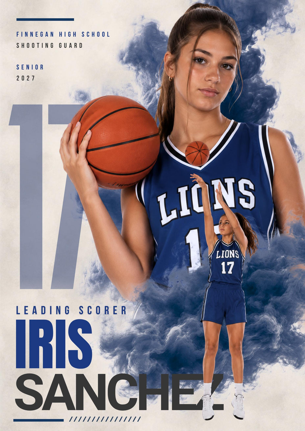 Basketball Poster Canva Template | Smoky Athlete Collage | 5:7