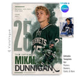 Editable hockey poster Canva template featuring a smoky athlete collage, oversized jersey number, bold player name, and multiple football photos in a 5:7 layout.