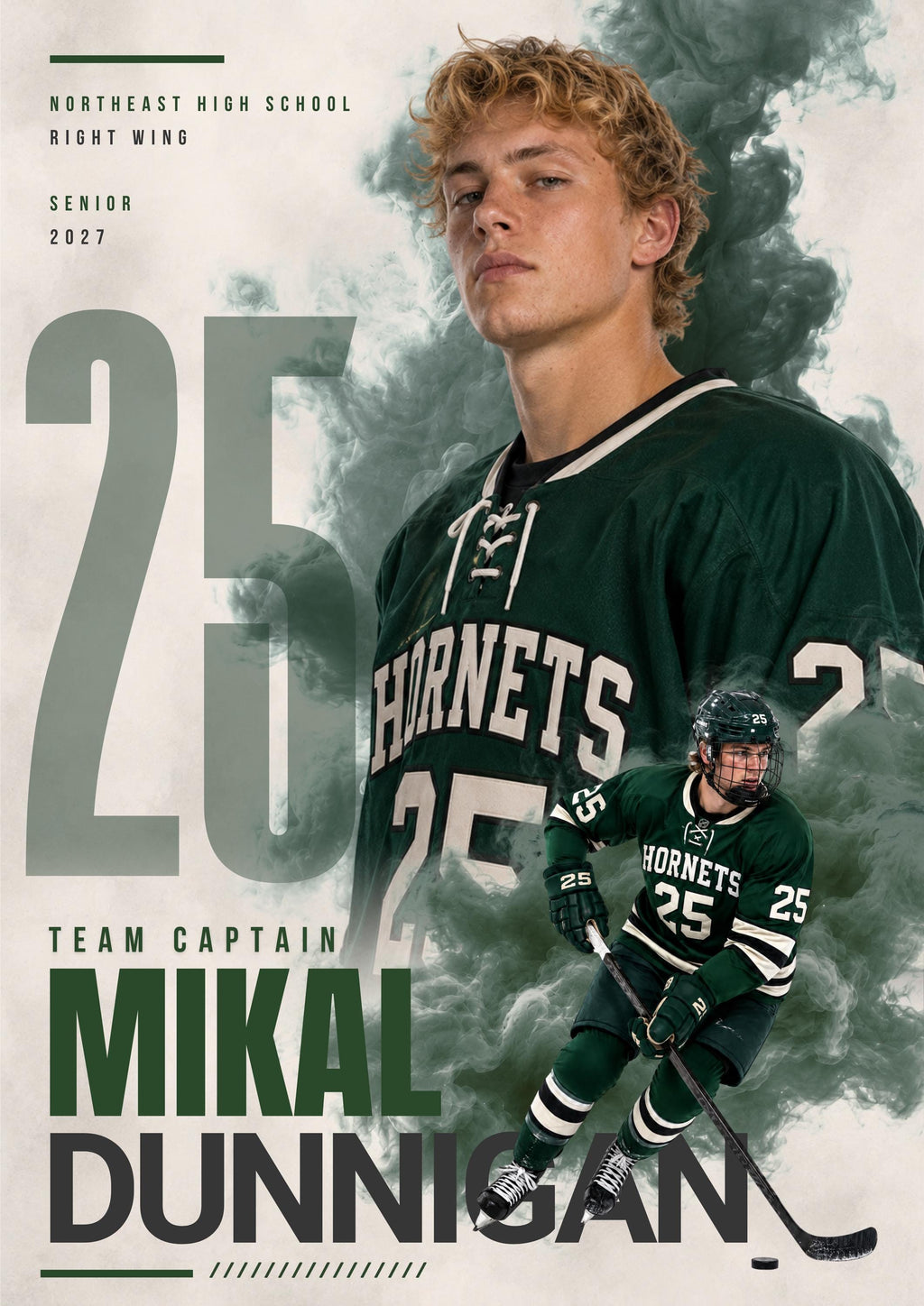 Hockey Poster Canva Template | Smoky Athlete Collage | 5:7