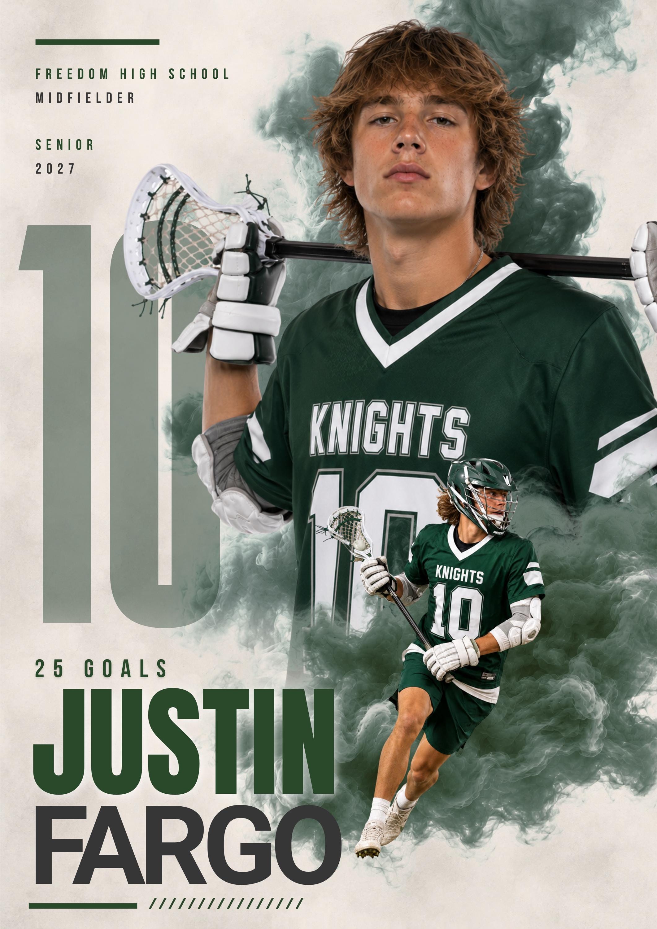 Lacrosse Poster Canva Template | Smoky Athlete Collage | 5:7