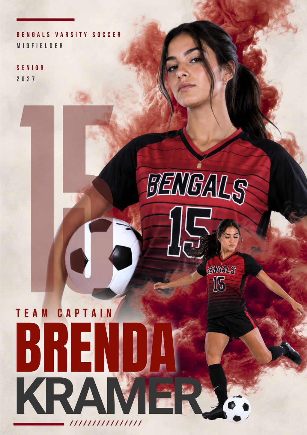 Soccer Poster Canva Template | Smoky Athlete Collage | 5:7