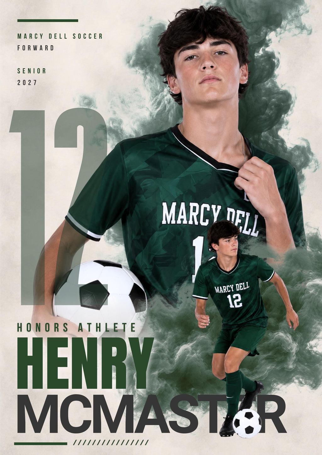 Soccer Poster Canva Template | Smoky Athlete Collage | 5:7