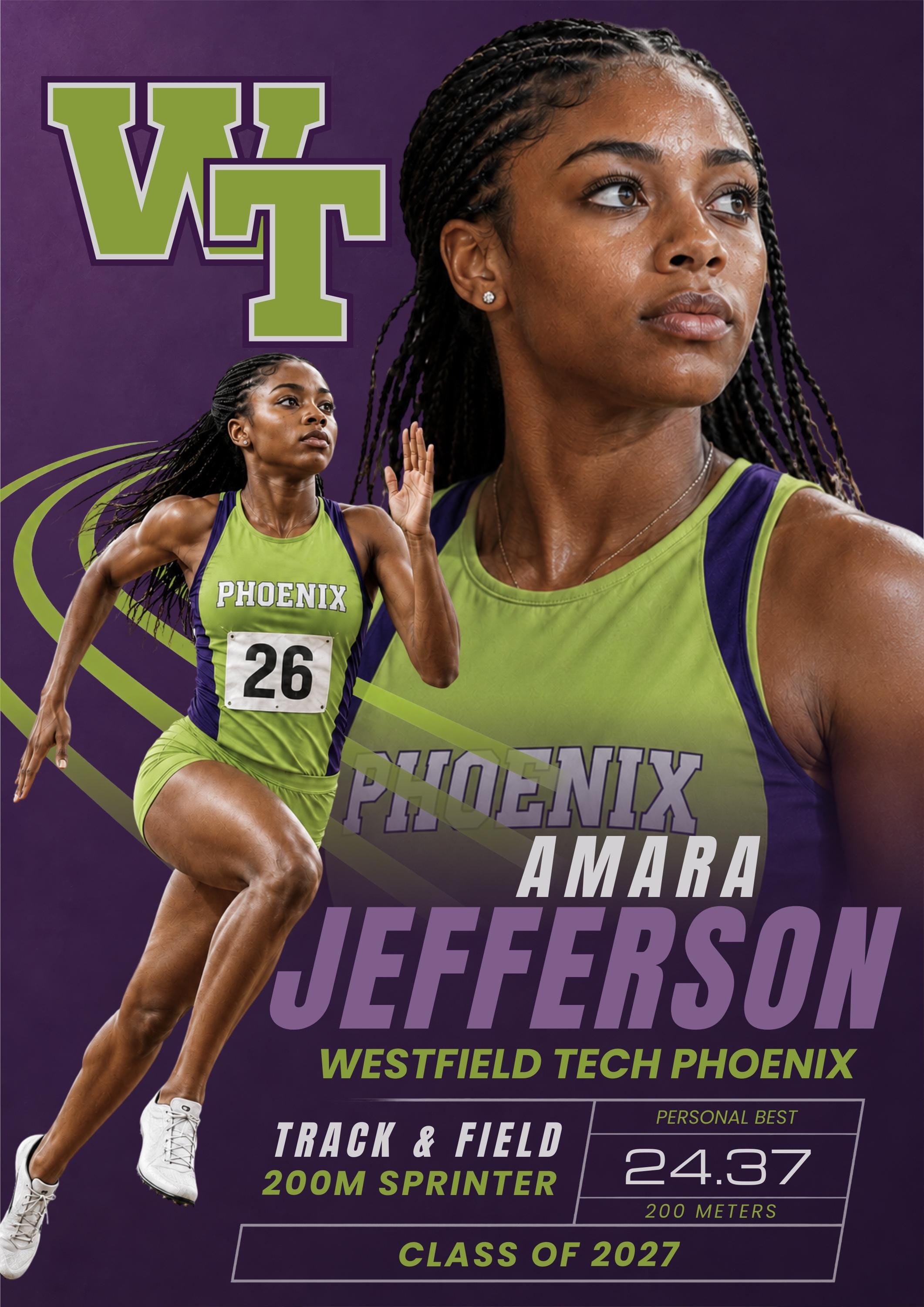 Track & Field Poster Canva Template | Dynamic Athlete Spotlight | 5:7