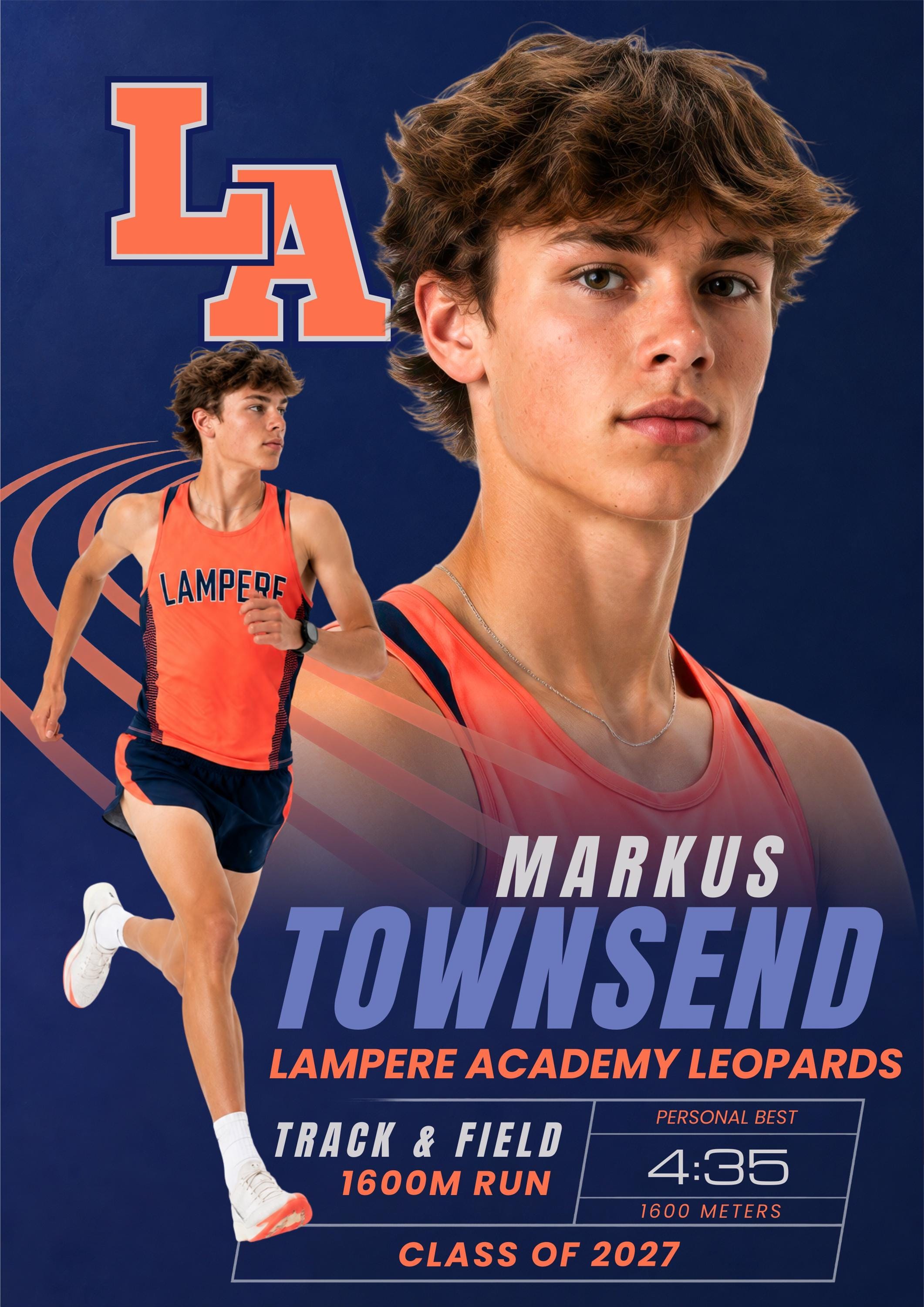 Track & Field Poster Canva Template | Dynamic Athlete Spotlight | 5:7