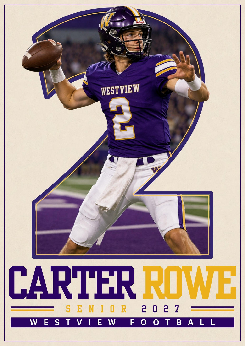 Football Poster Canva Template | Jersey Number Cutout | 5:7