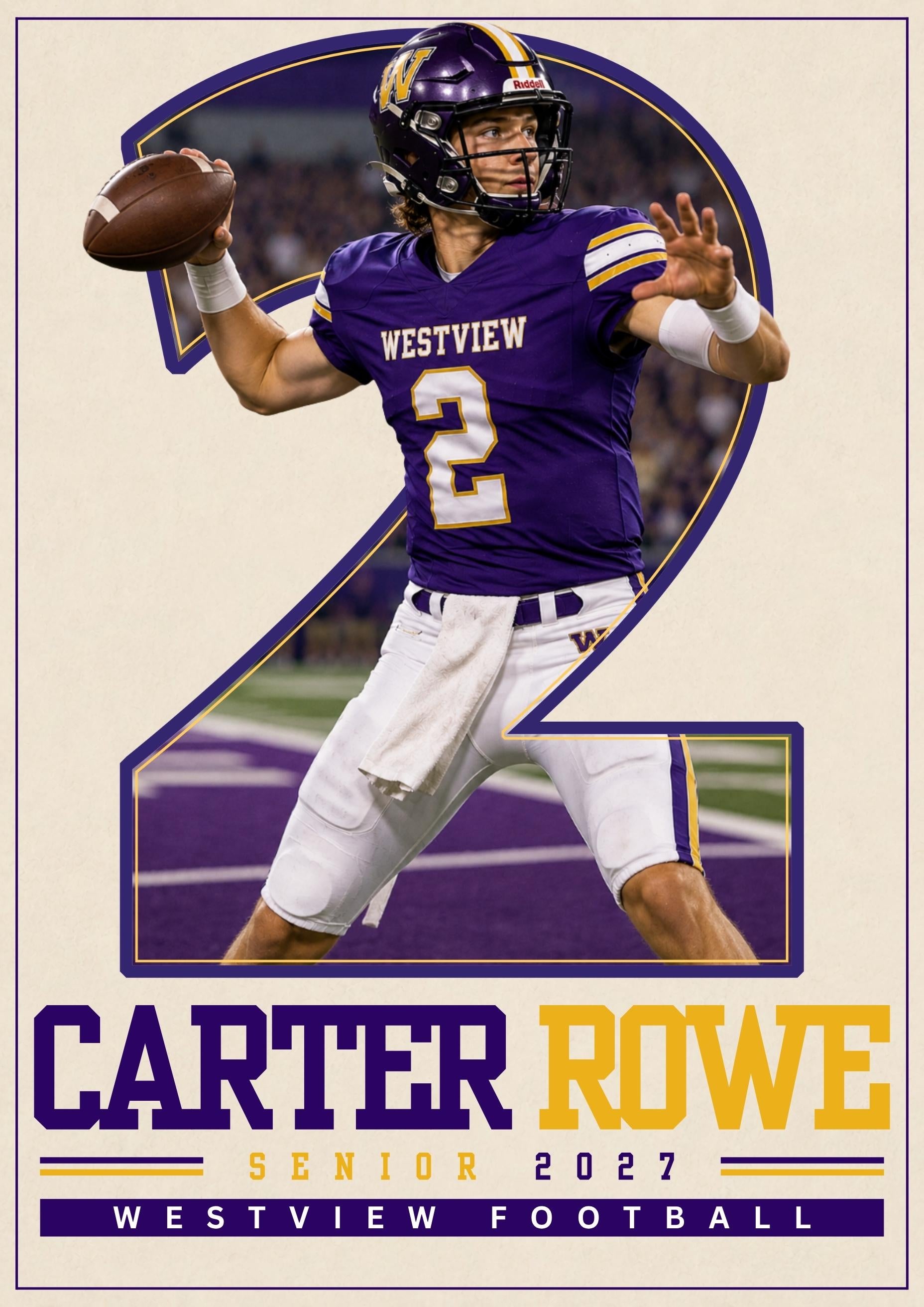Football Poster Canva Template | Jersey Number Cutout | 5:7