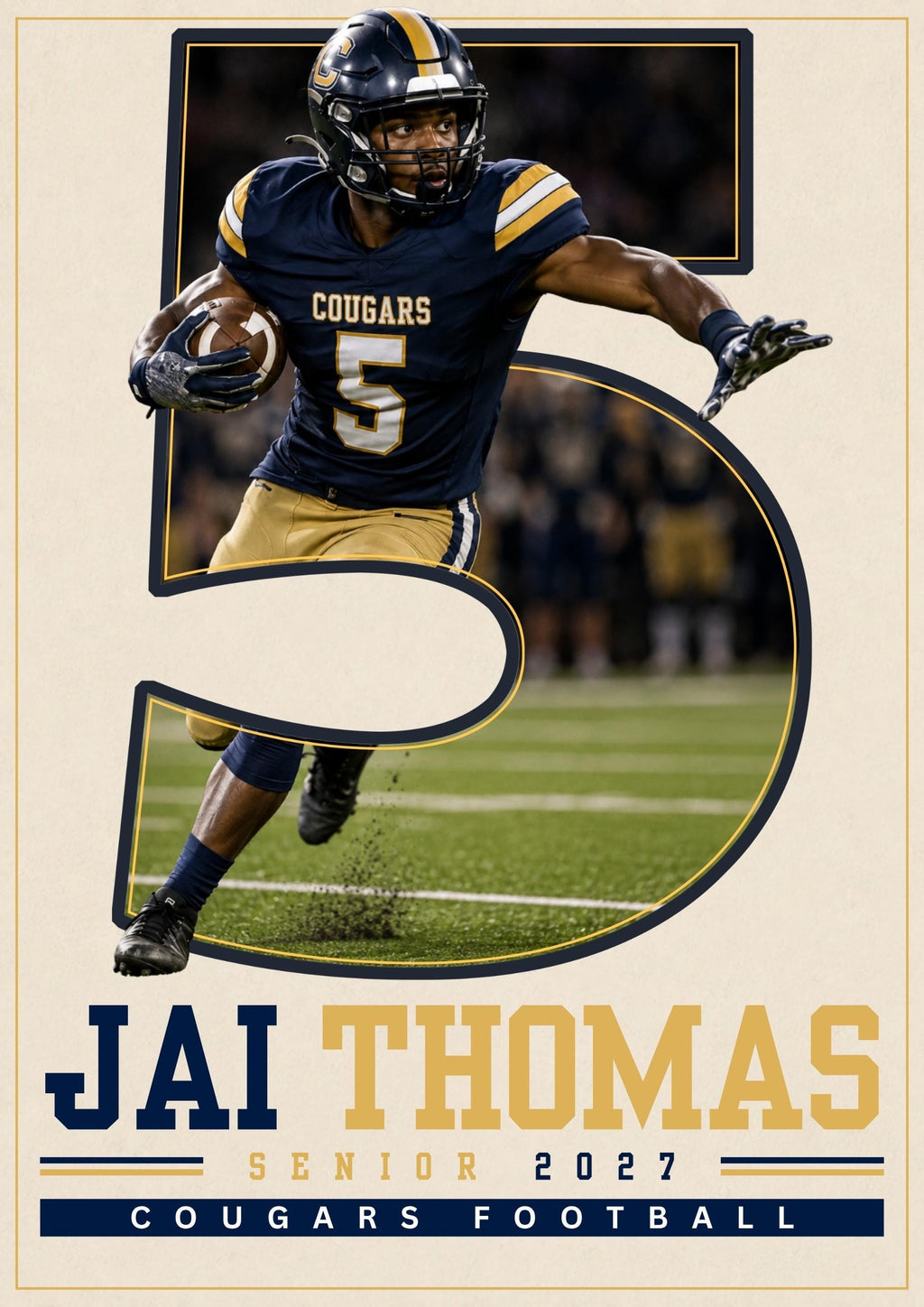 Football Poster Canva Template | Jersey Number Cutout | 5:7