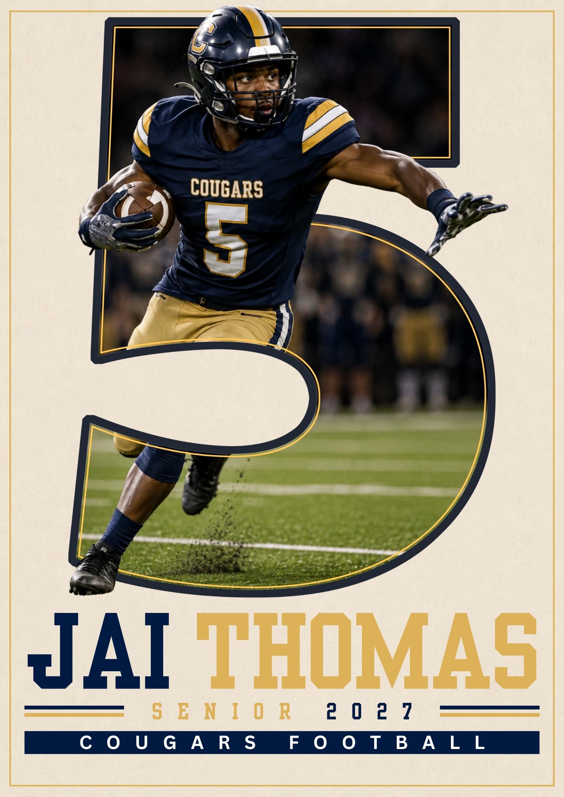 Football Poster Canva Template | Jersey Number Cutout | 5:7
