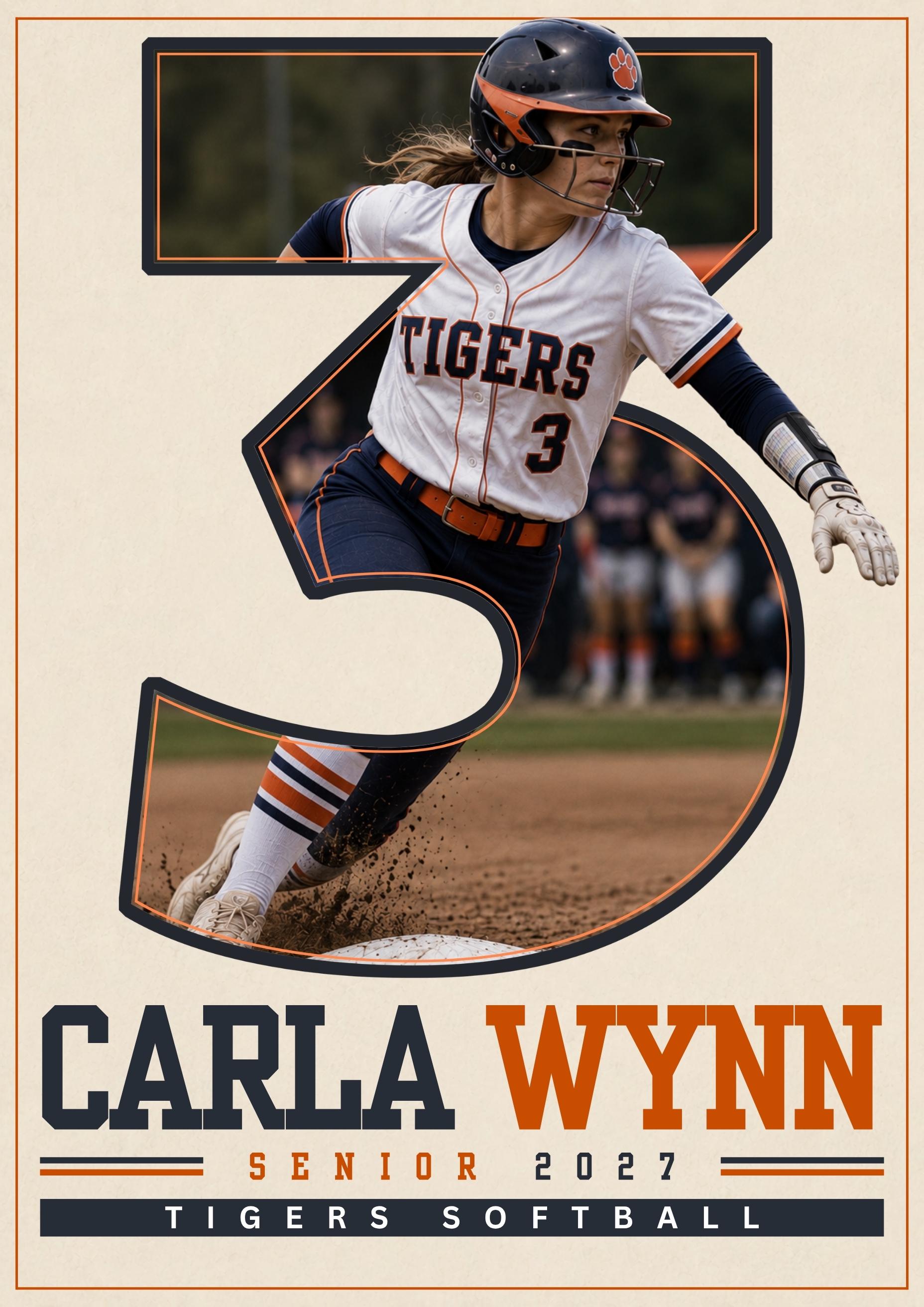 Softball Poster Canva Template | Jersey Number Cutout | 5:7