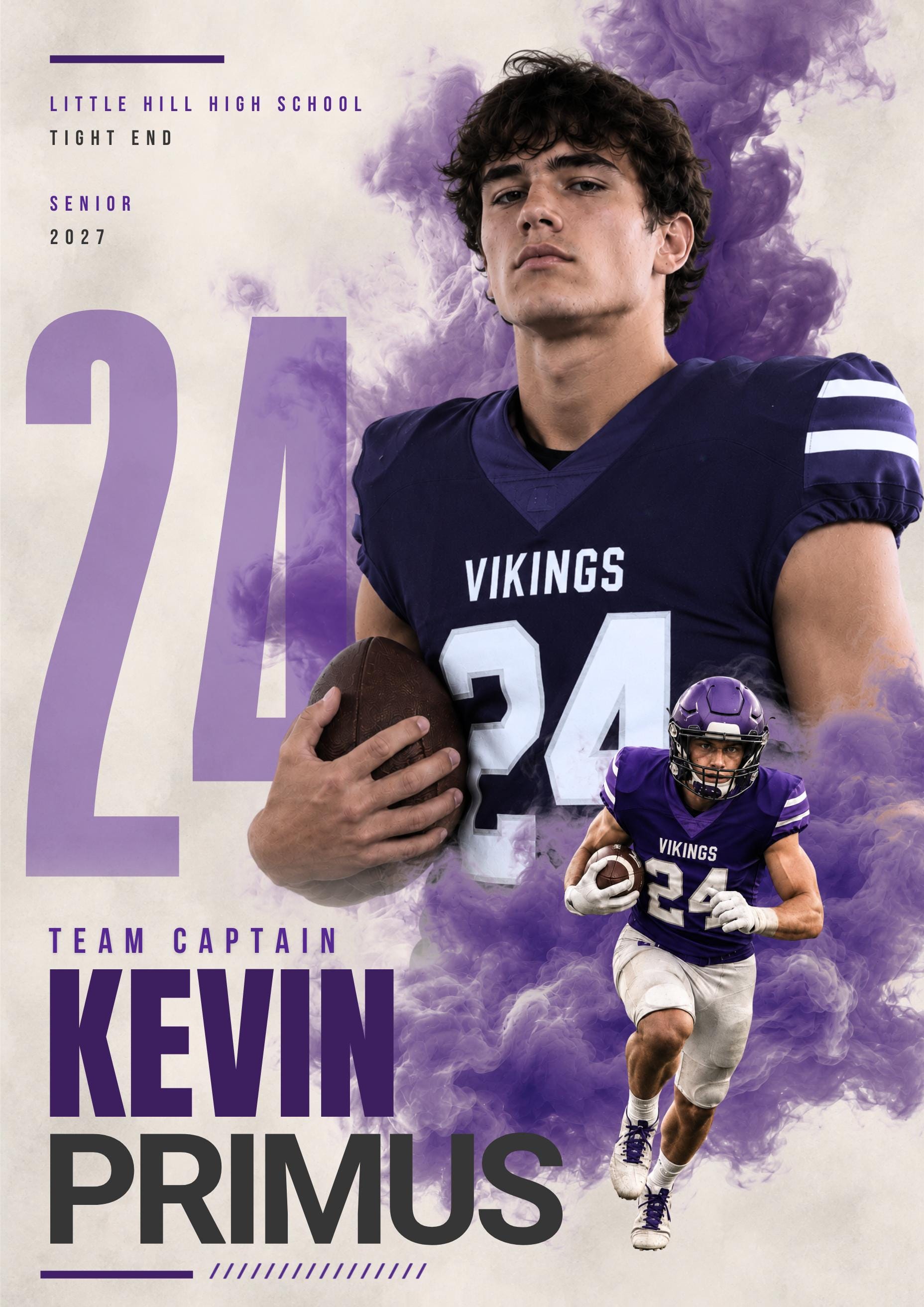 Football Poster Canva Template | Smoky Athlete Collage | 5:7