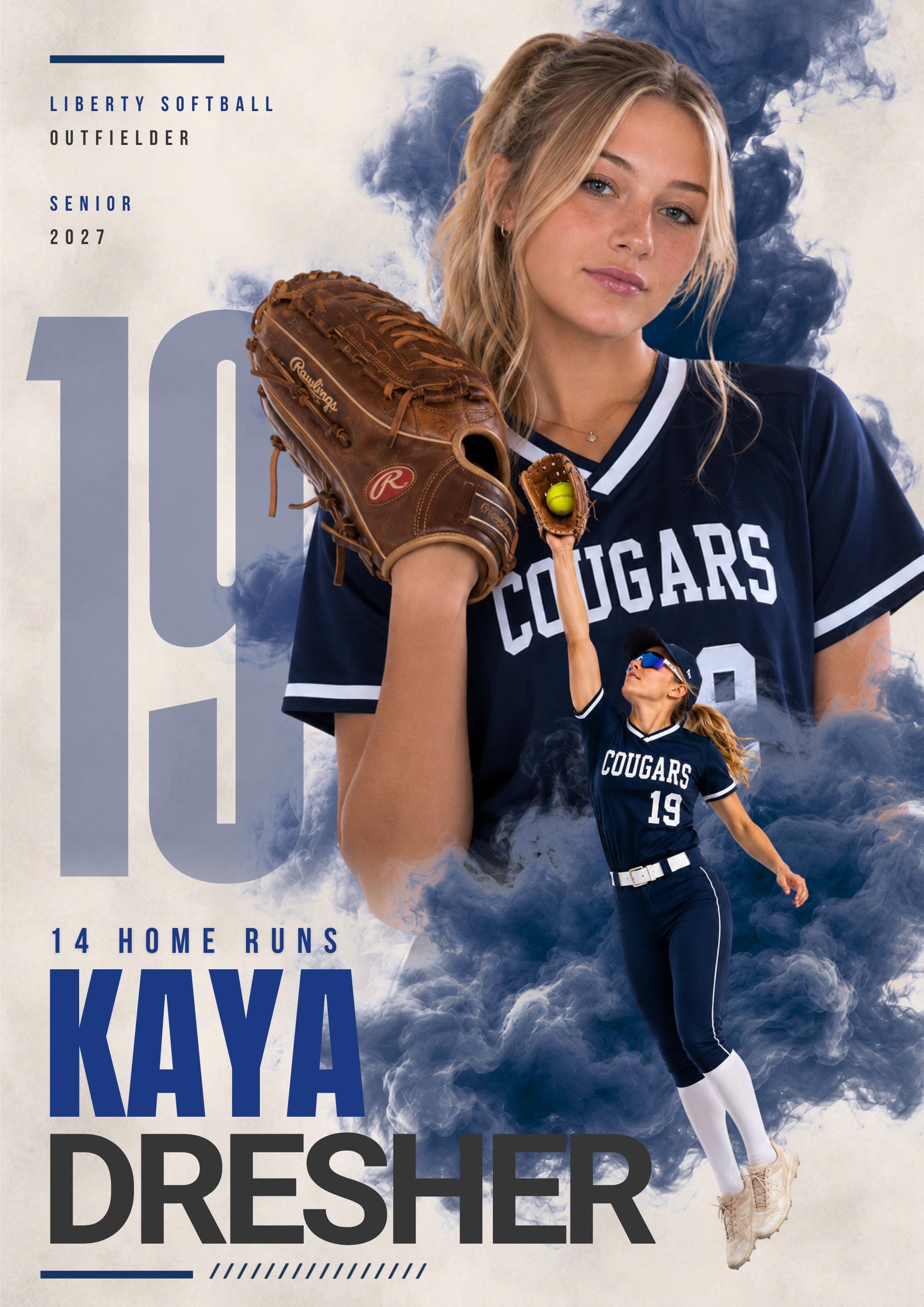 Softball Poster Canva Template | Smoky Athlete Collage | 5:7