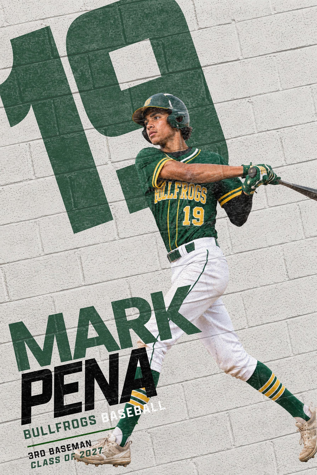 Baseball Poster Photoshop Template | Brick Wall Number | 2:3
