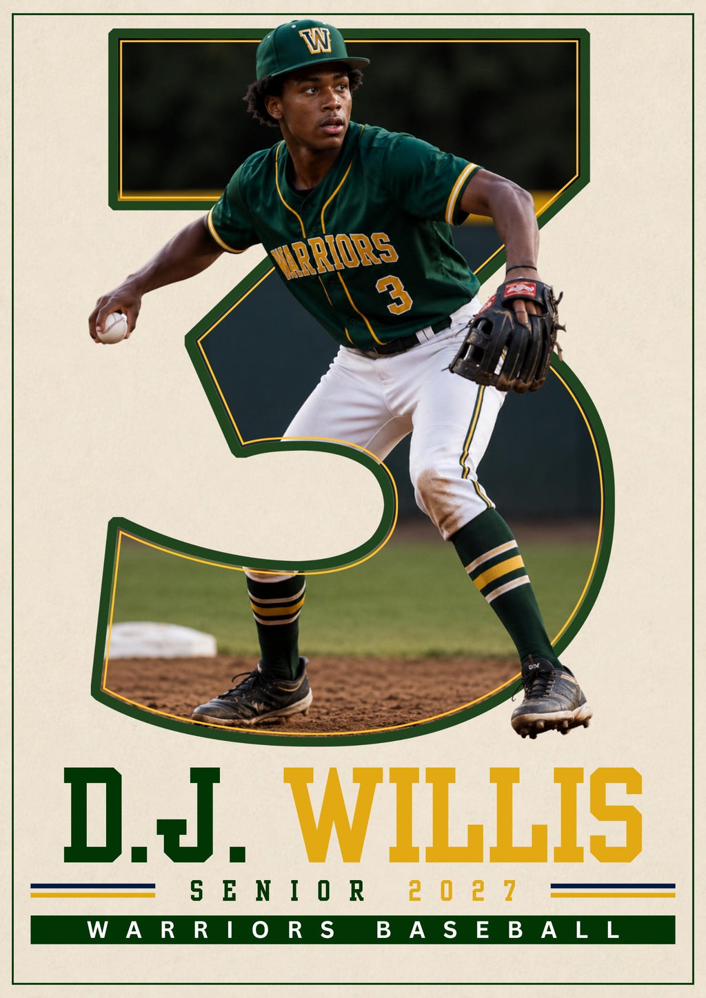 Baseball Poster Canva Template | Jersey Number Cutout | 5:7