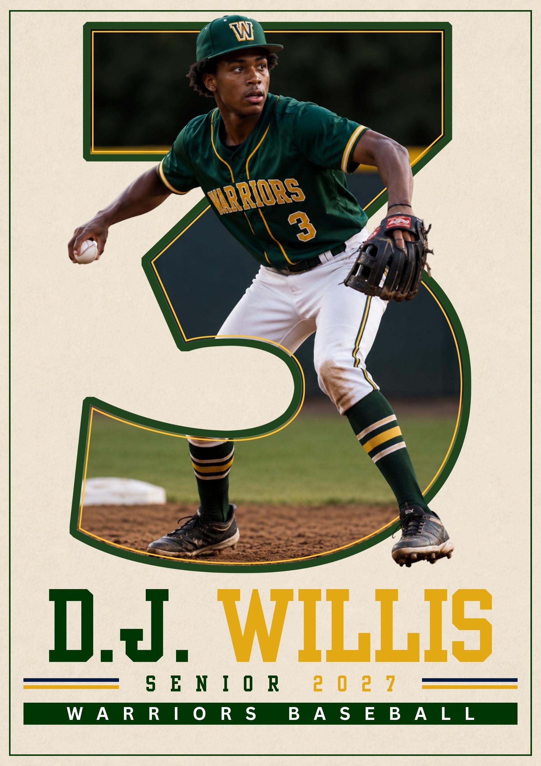 Baseball Poster Canva Template | Jersey Number Cutout | 5:7