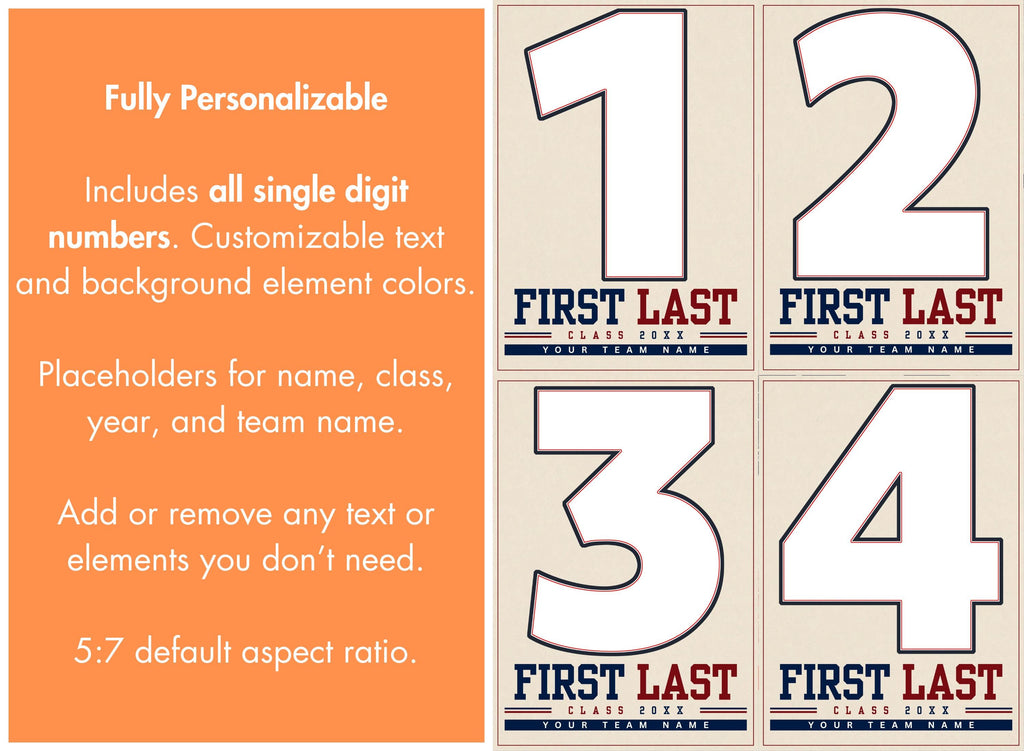 Volleyball Poster Canva Template | Jersey Number Cutout | 5:7
