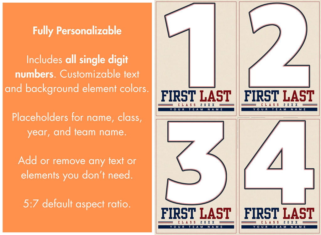 Football Poster Canva Template | Jersey Number Cutout | 5:7