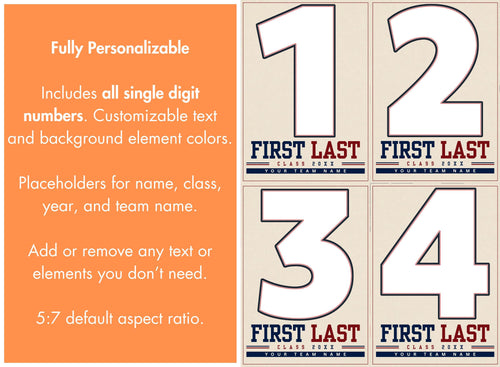 Baseball Poster Canva Template | Jersey Number Cutout | 5:7