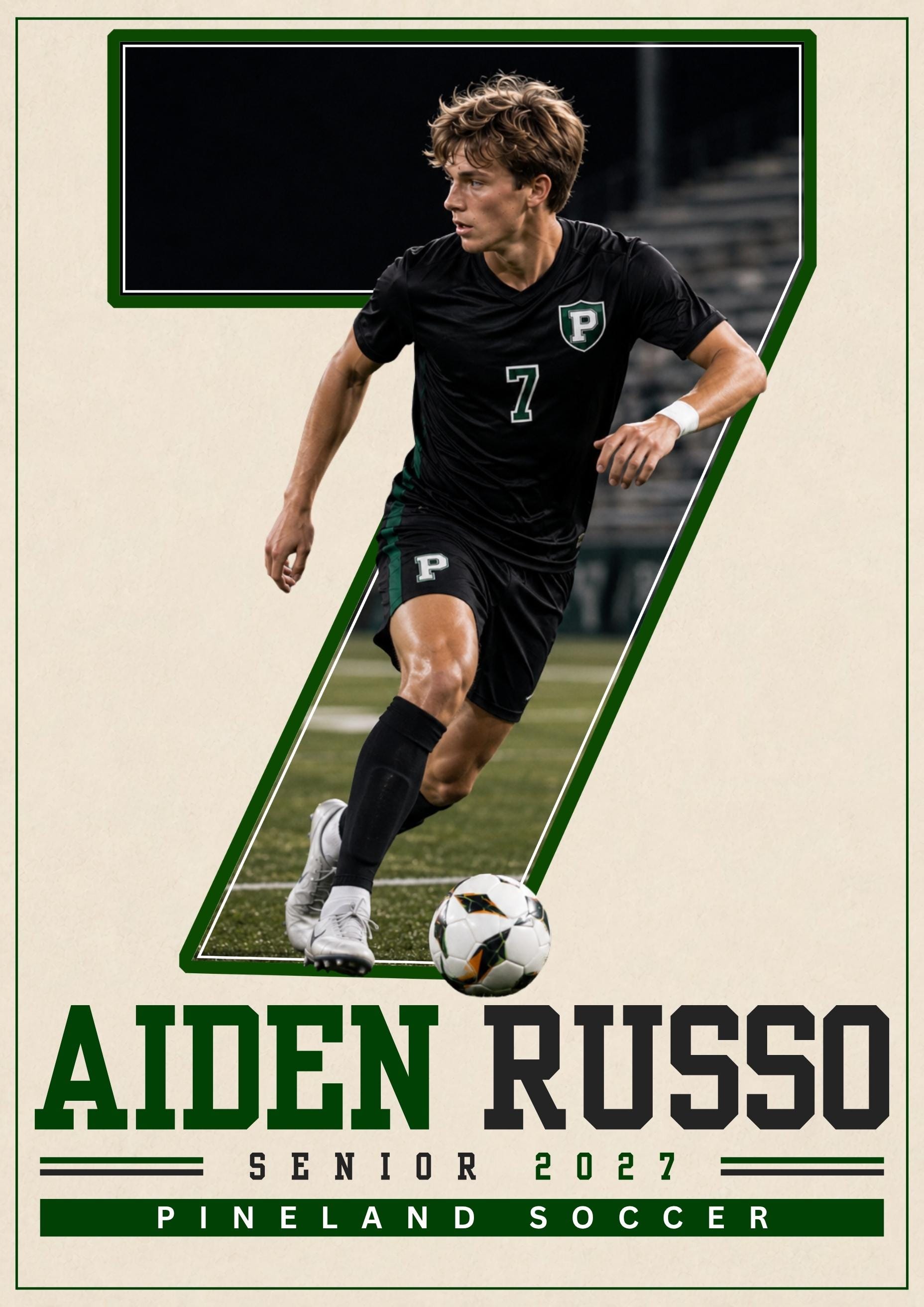Soccer Poster Canva Template | Jersey Number Cutout | 5:7