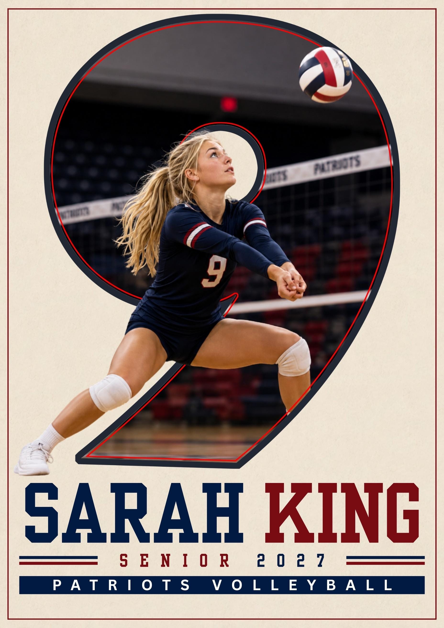 Volleyball Poster Canva Template | Jersey Number Cutout | 5:7