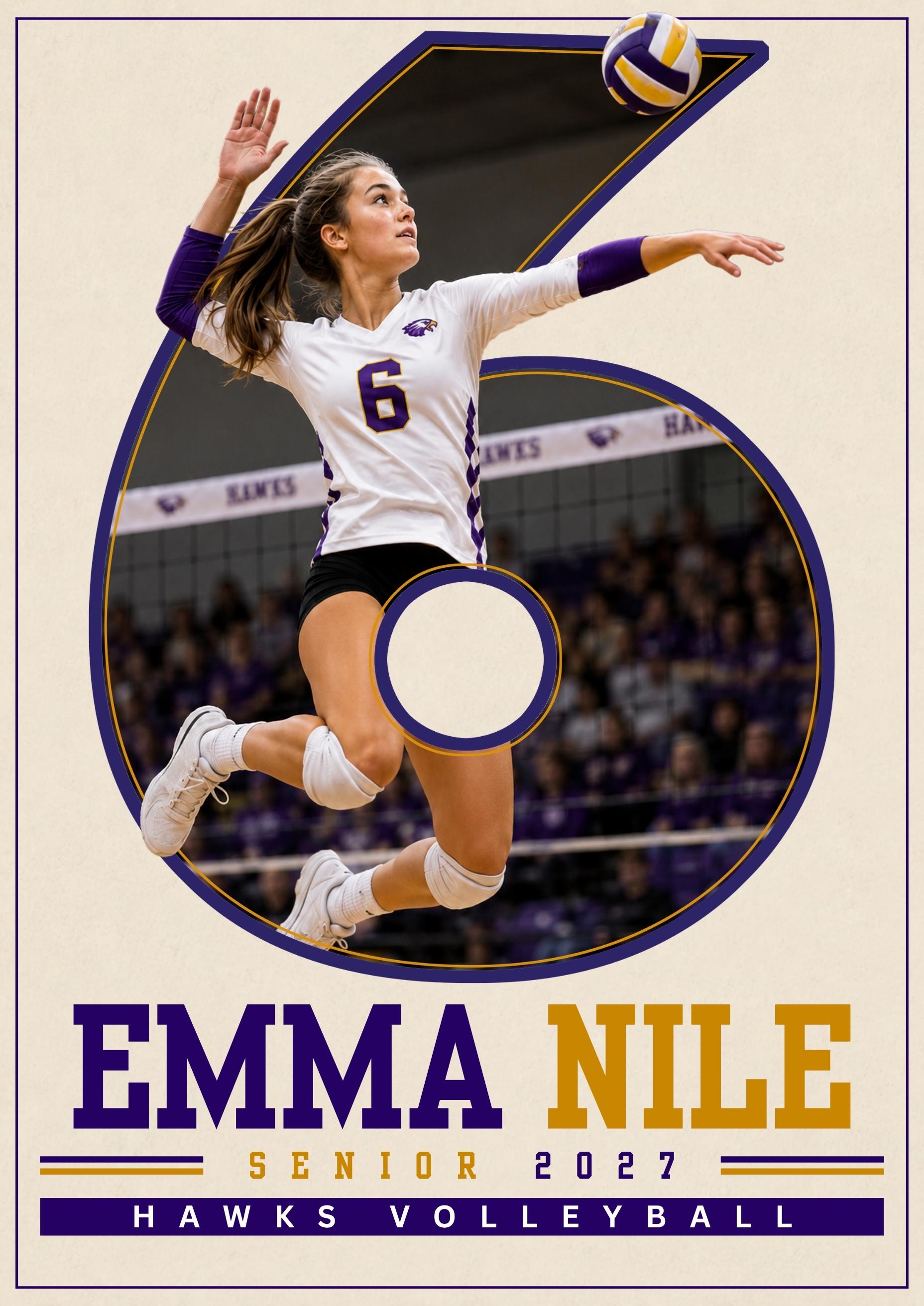 Volleyball Poster Canva Template | Jersey Number Cutout | 5:7