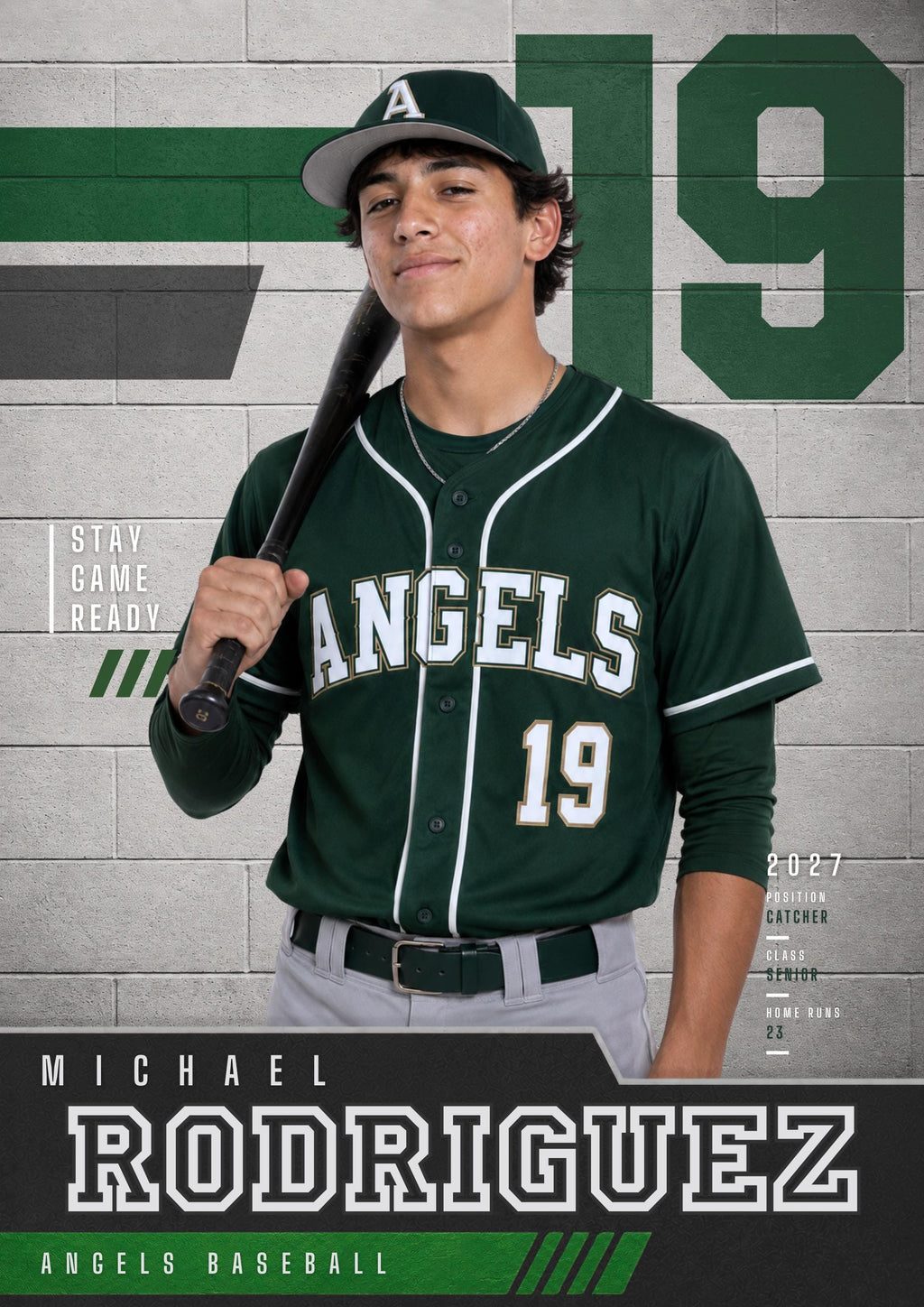 Baseball Poster Canva Template | Concrete Block Layout | 5:7