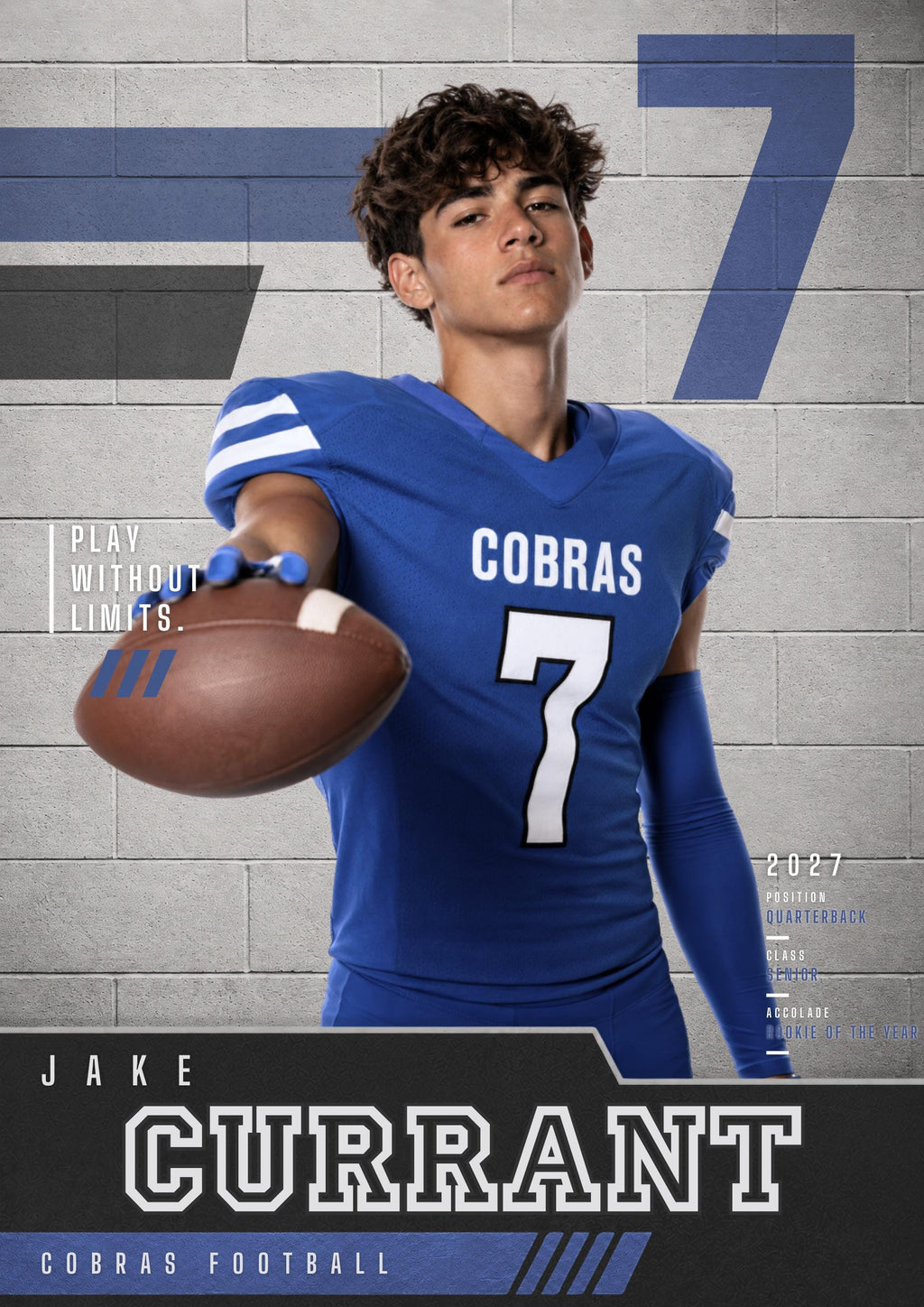 Football Poster Canva Template | Concrete Block Layout | 5:7